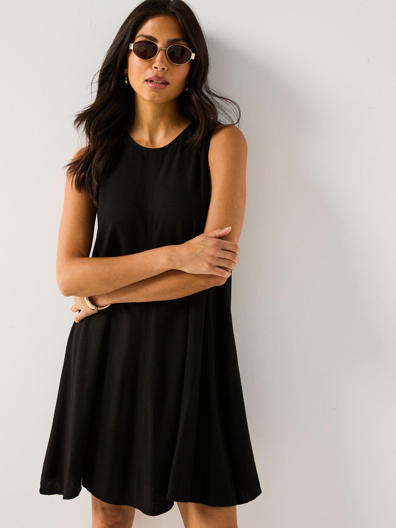 undefined Say Sleeveless Linen Dress - Black