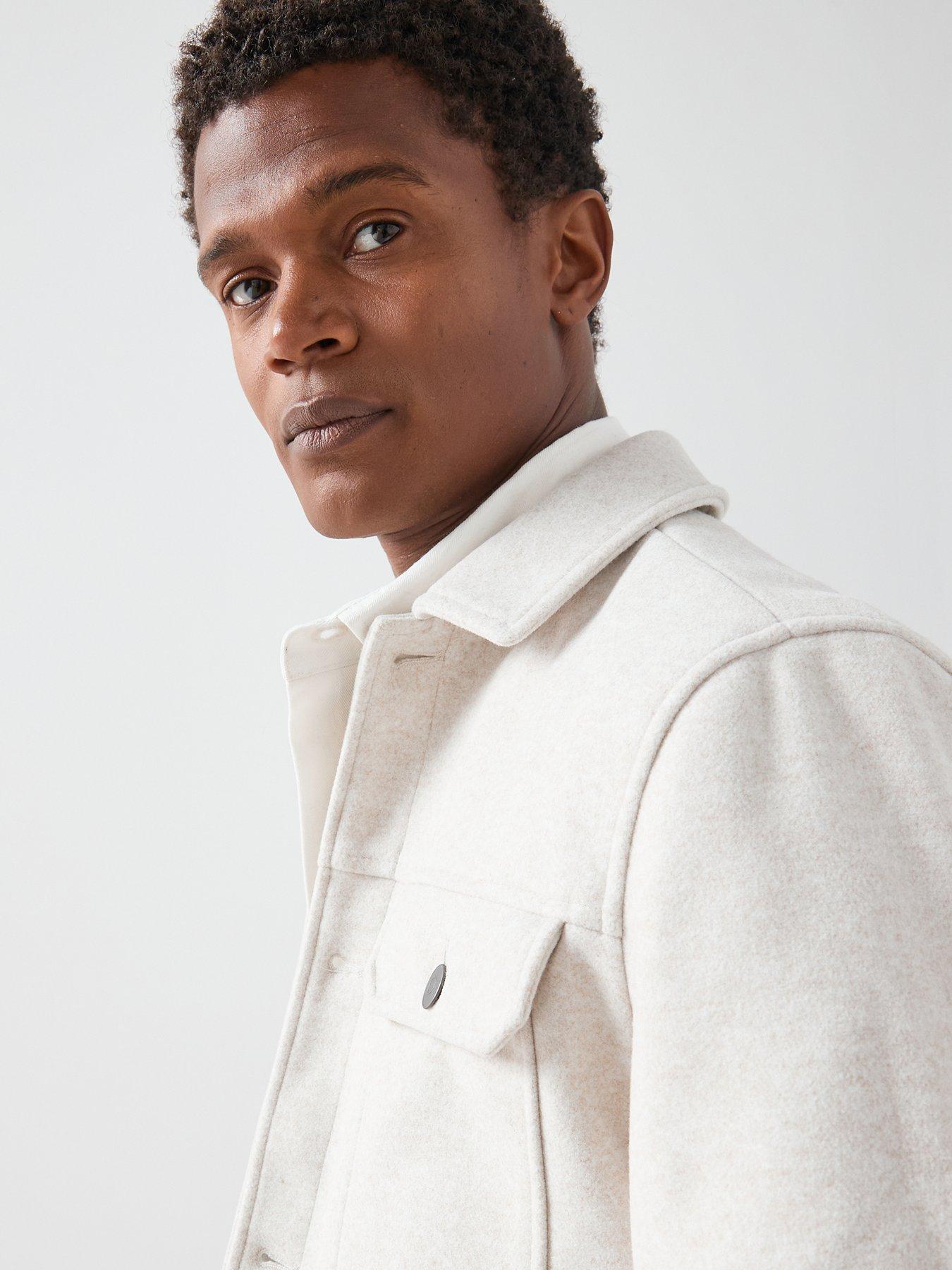 Image 4 of 7 of The Very Collection Faux Wool Collared Jacket - Winter White