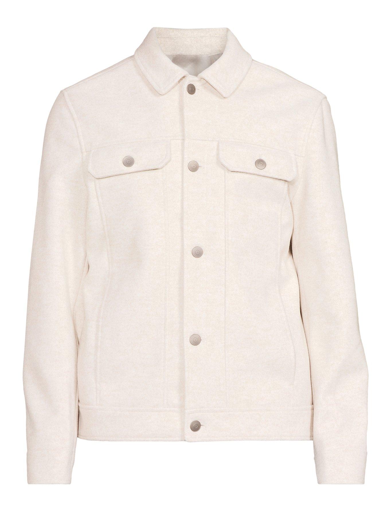 Image 7 of 7 of The Very Collection Faux Wool Collared Jacket - Winter White