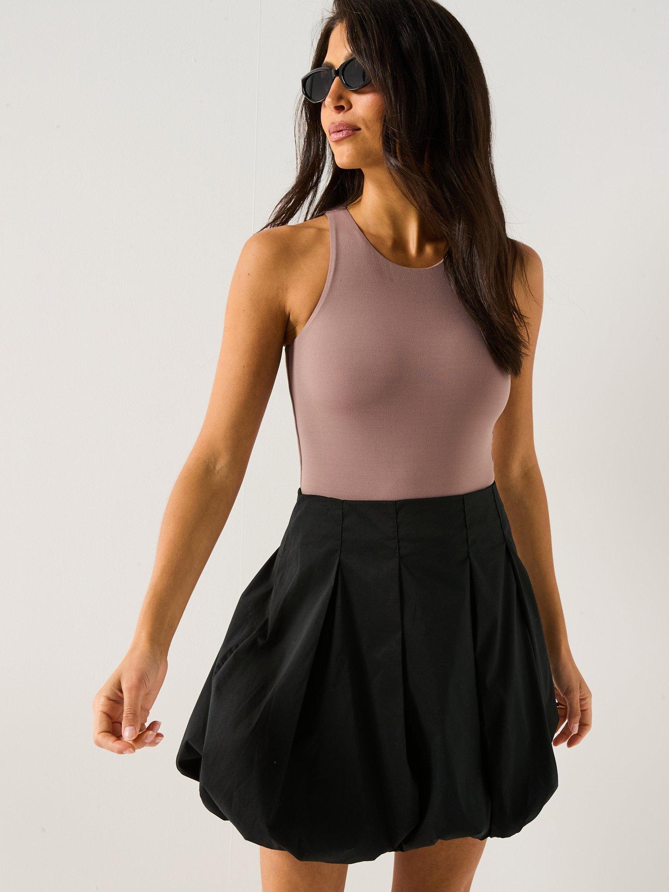 Image 6 of 6 of JDY Mio High Waist Bubblehem Skirt - Black