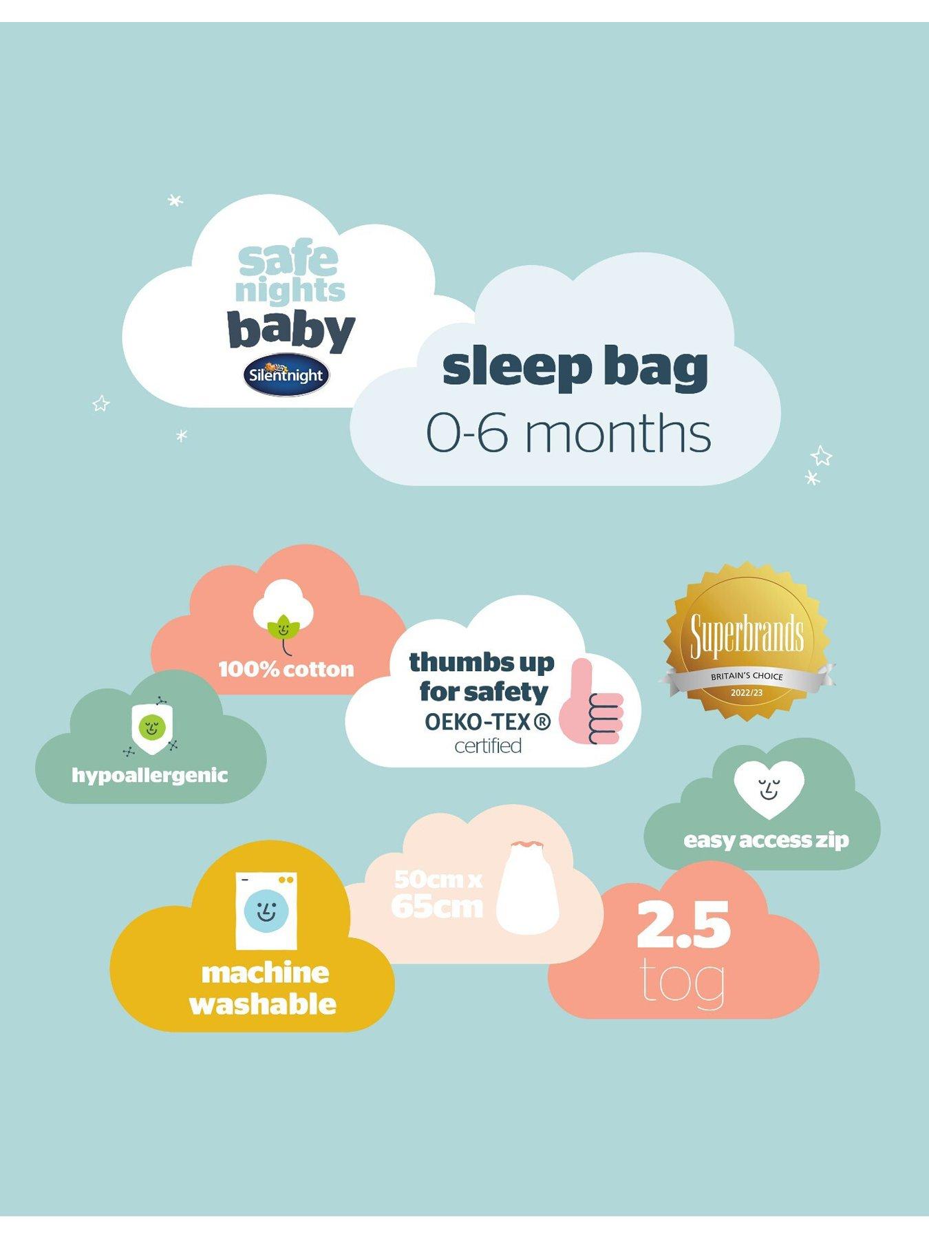 Image 7 of 7 of Silentnight Safe Nights 0-6 Months Baby Sleeping Bag - 2.5 Tog (Grey Stars)