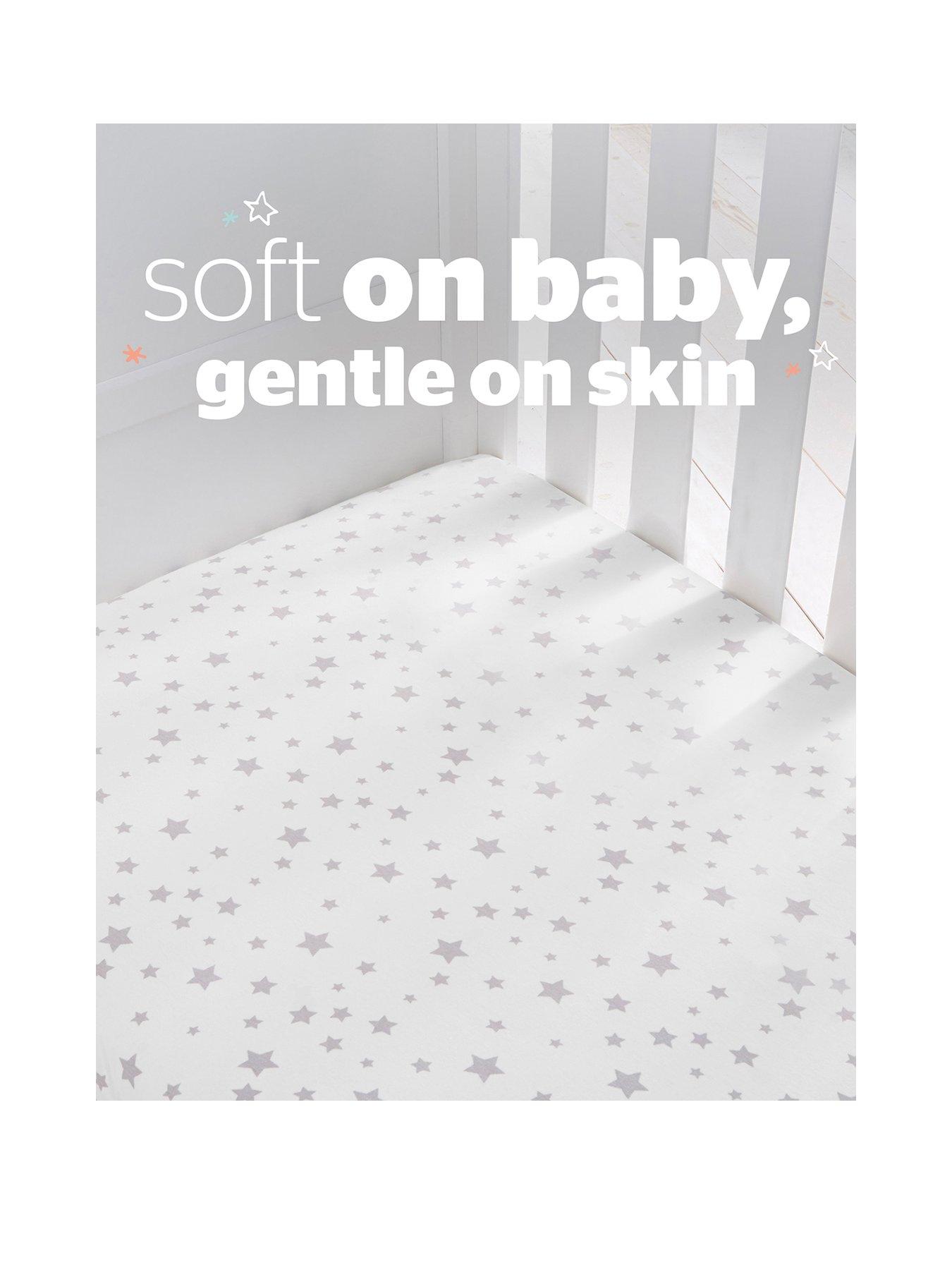 Image 2 of 7 of Silentnight Safe Nights 2 x Pack 100% Cotton Cot Bed Fitted Sheets - 140cm x 70cm - Grey Stars