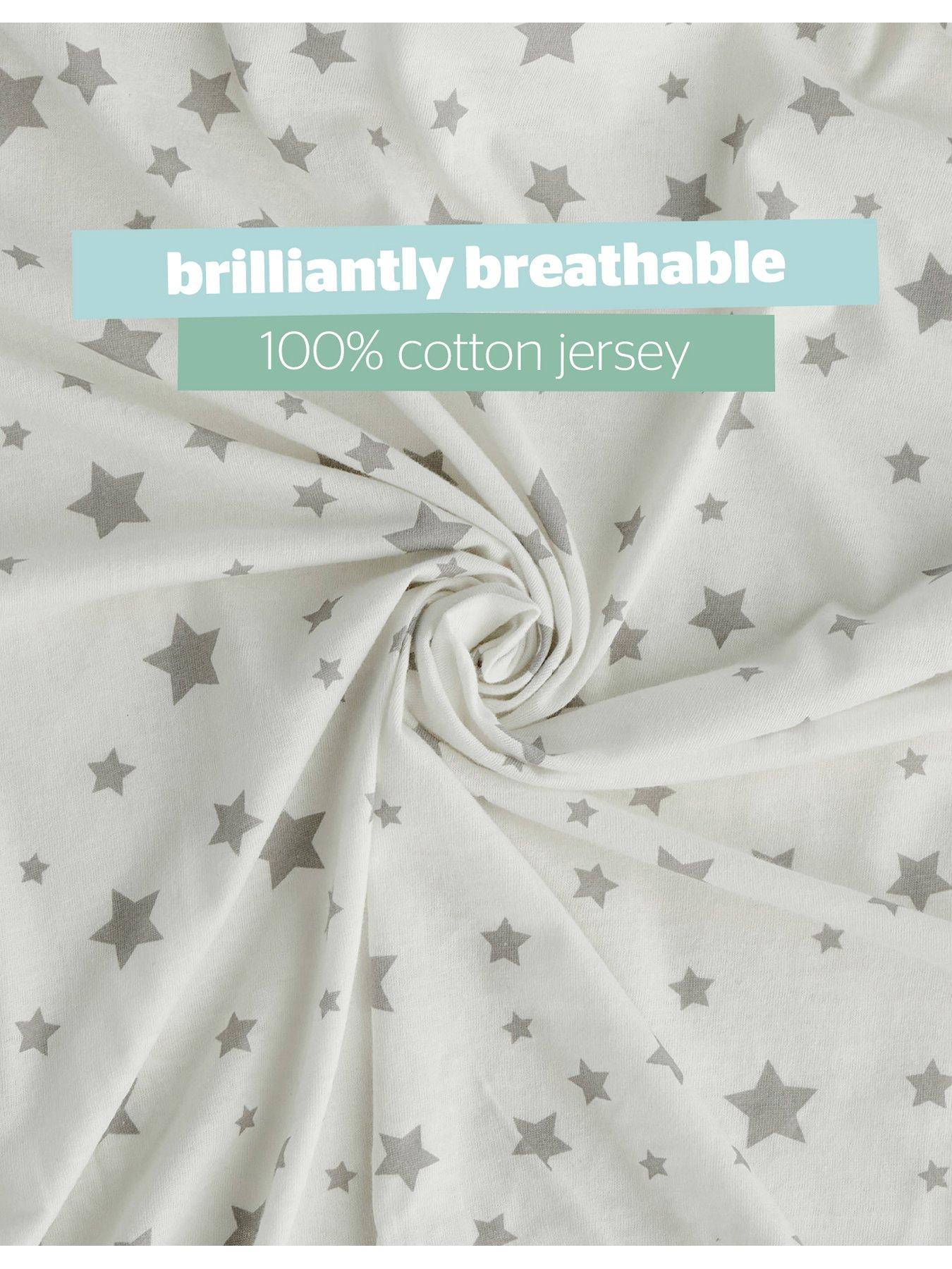 Image 3 of 7 of Silentnight Safe Nights 2 x Pack 100% Cotton Cot Bed Fitted Sheets - 140cm x 70cm - Grey Stars