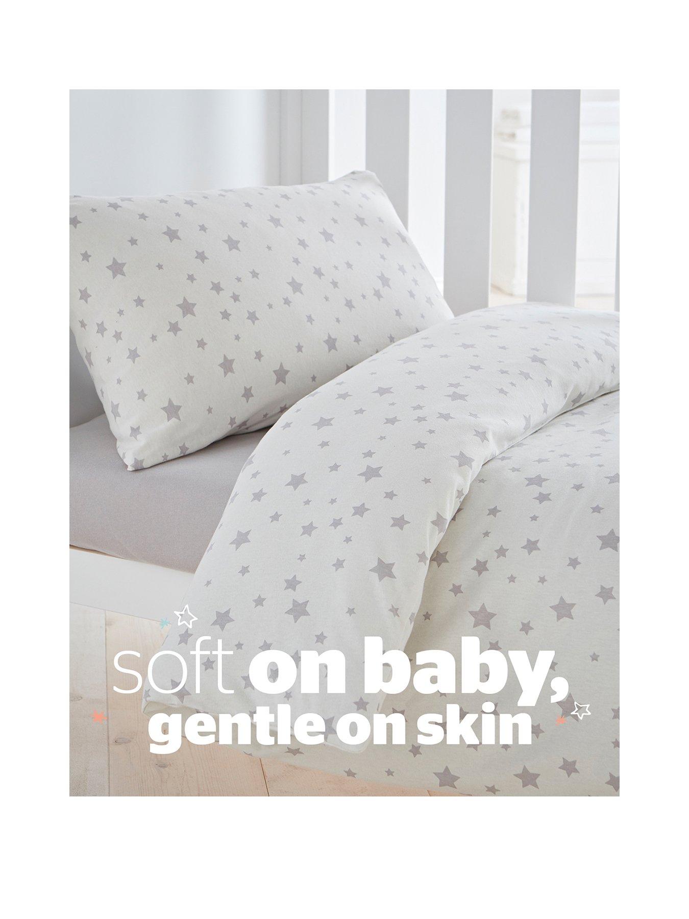 Image 2 of 7 of Silentnight Safe Nights 100% Cotton Cot Bed Duvet Cover Set - Grey Stars