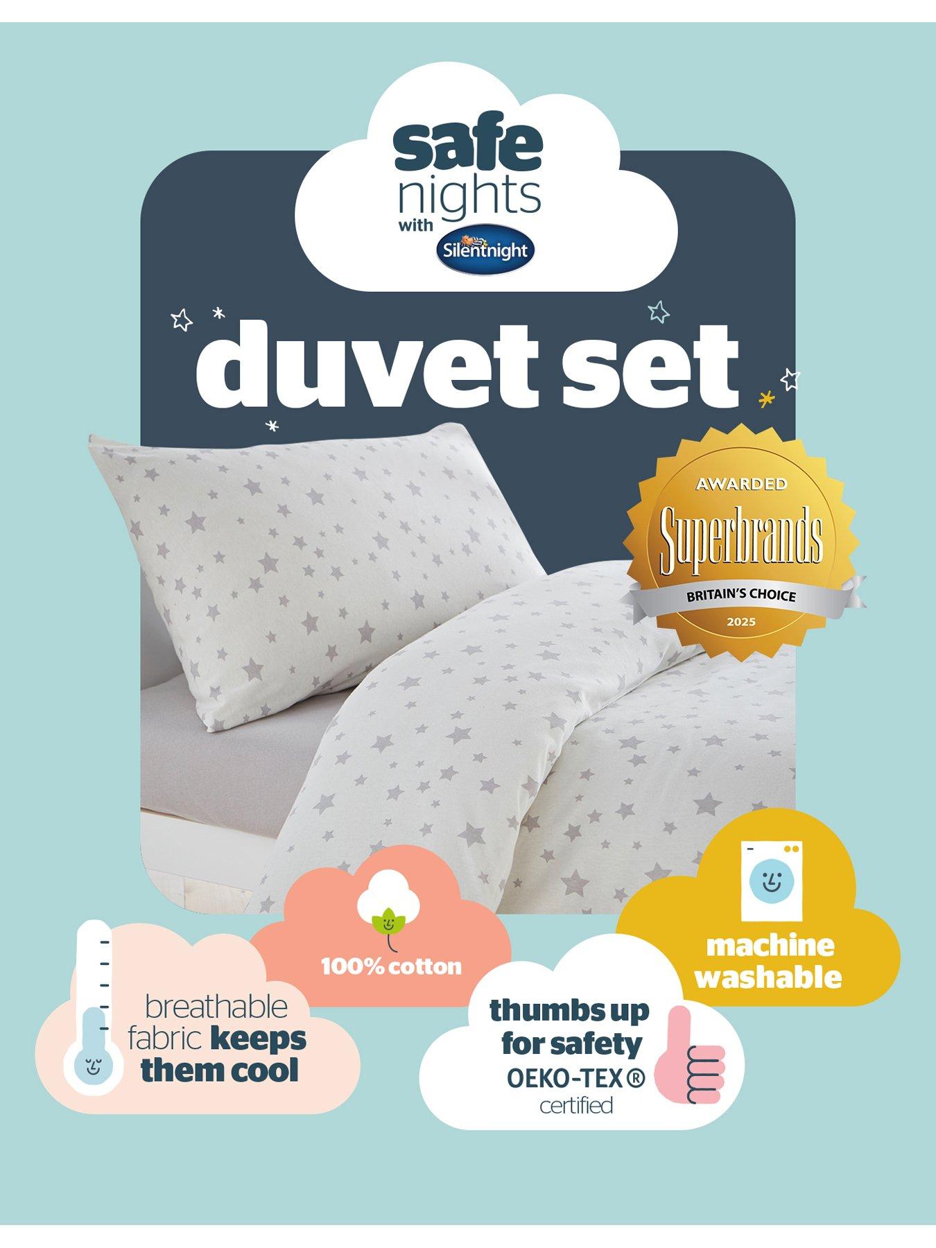 Image 7 of 7 of Silentnight Safe Nights 100% Cotton Cot Bed Duvet Cover Set - Grey Stars