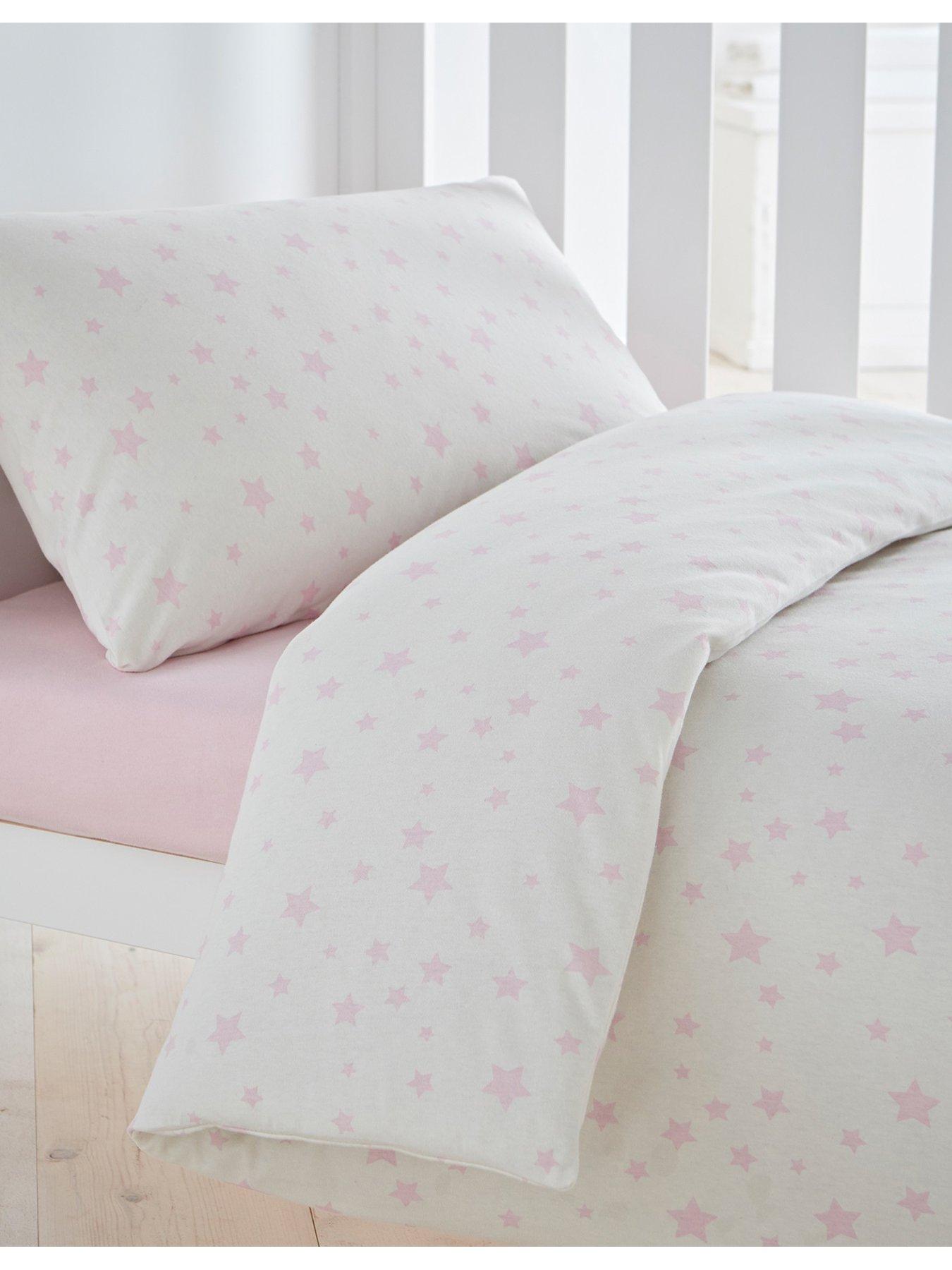 Silentnight Safe Nights 100% Cotton Cot Bed Duvet Cover Set - Pink Stars