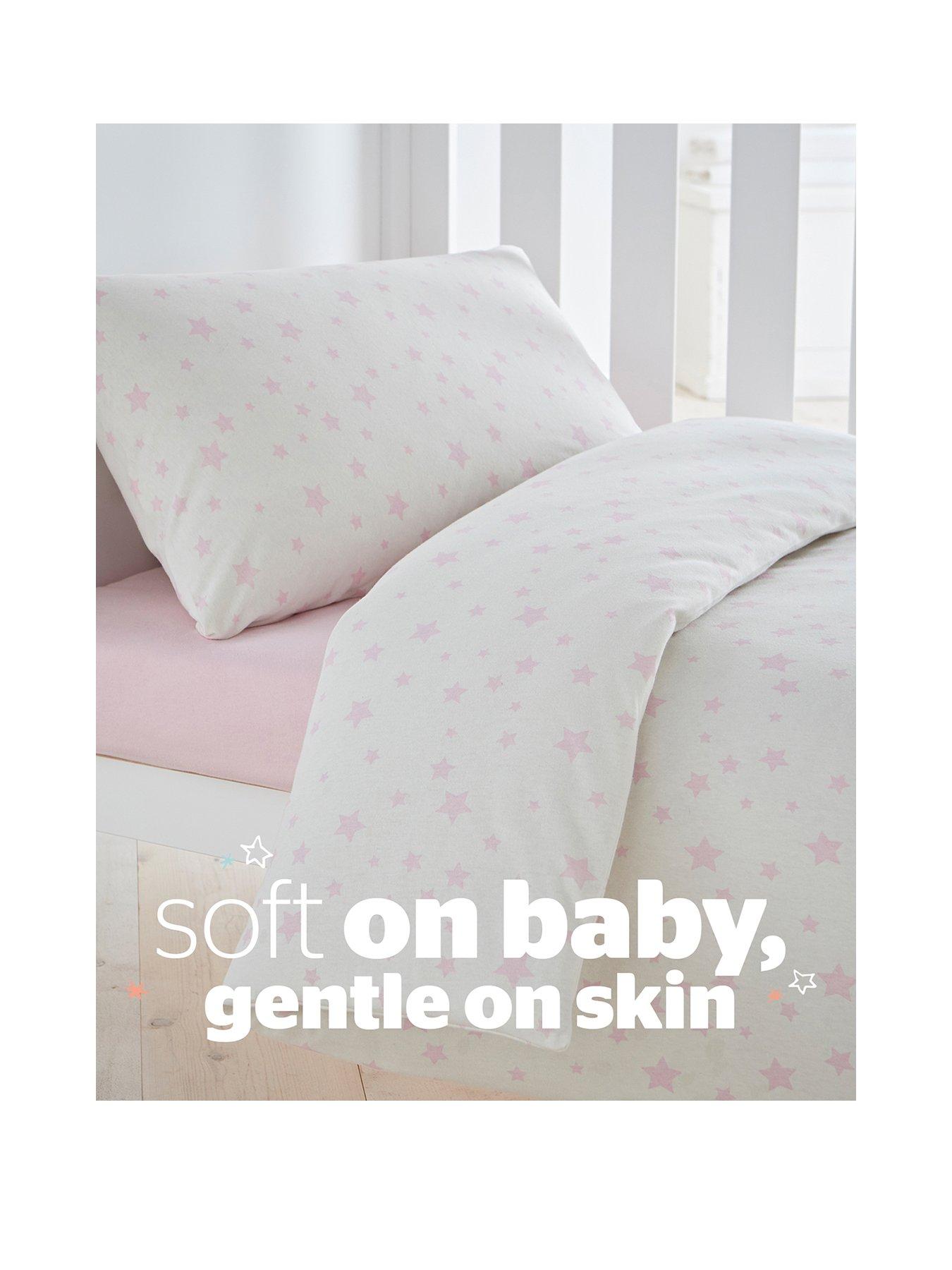 Image 2 of 7 of Silentnight Safe Nights 100% Cotton Cot Bed Duvet Cover Set - Pink Stars