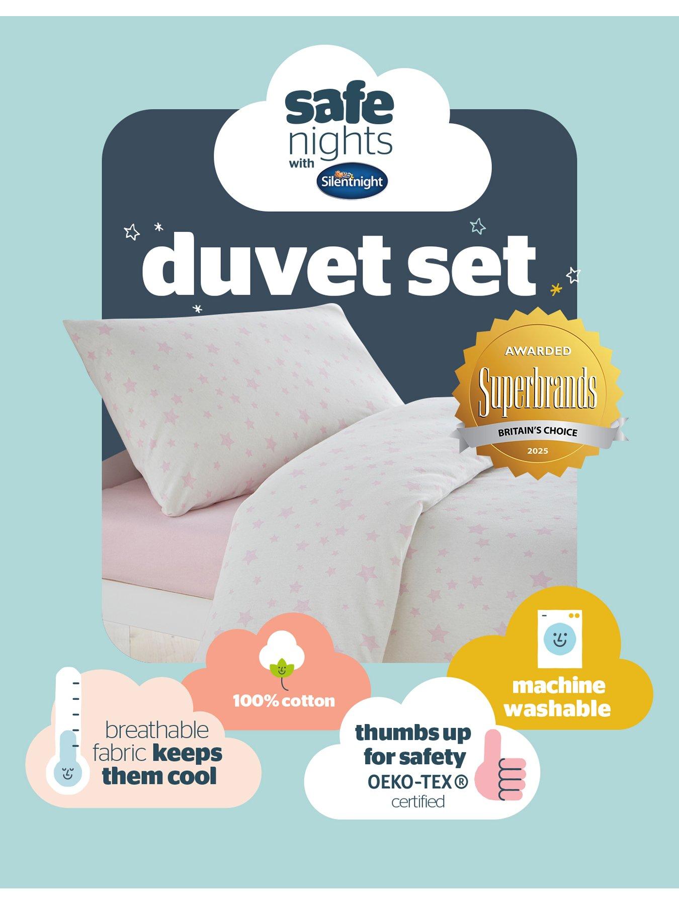Image 7 of 7 of Silentnight Safe Nights 100% Cotton Cot Bed Duvet Cover Set - Pink Stars