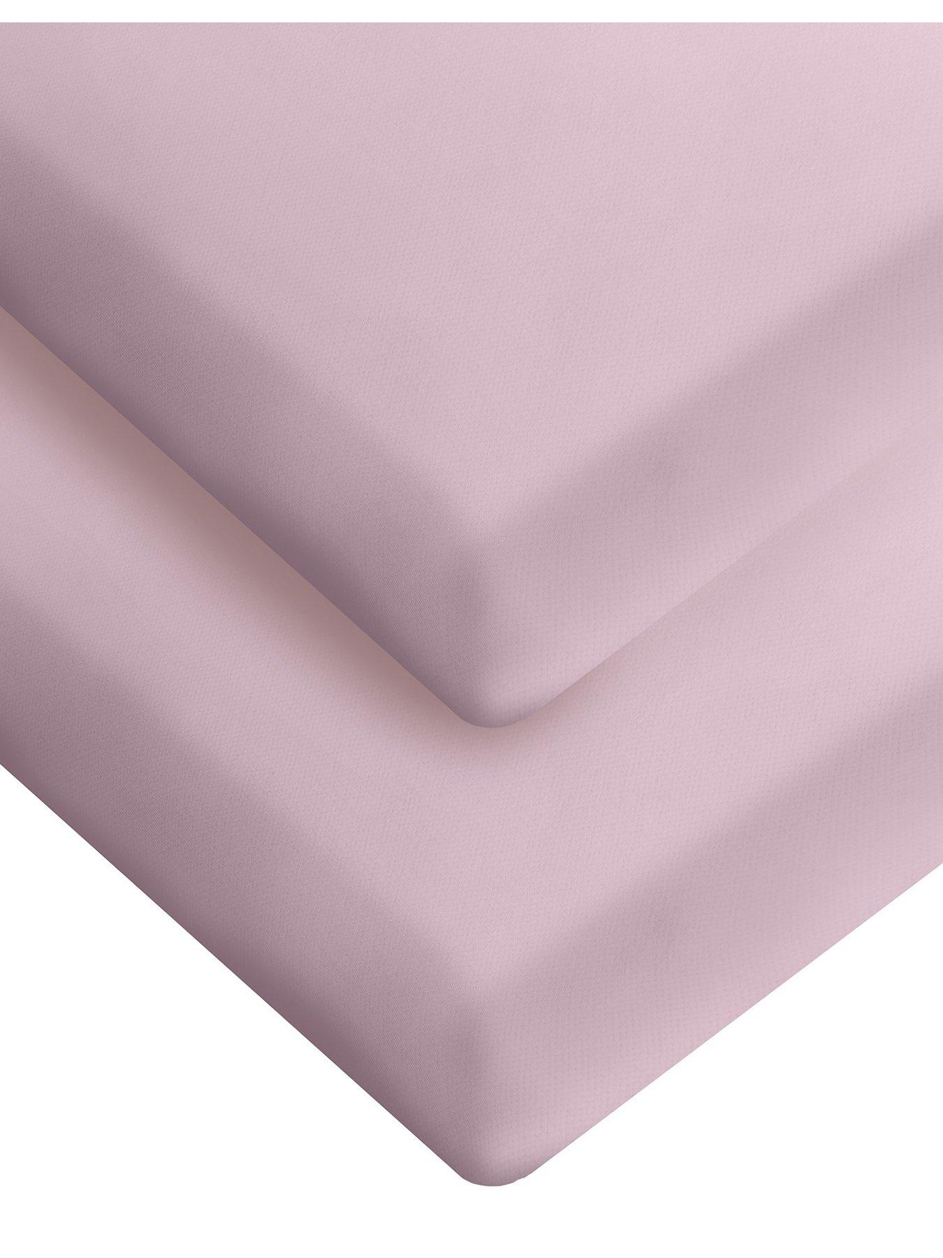 undefined Safe Nights 2 x Pack 100% Cotton Cot Bed Fitted Sheets - 140cm x 70cm - Pink