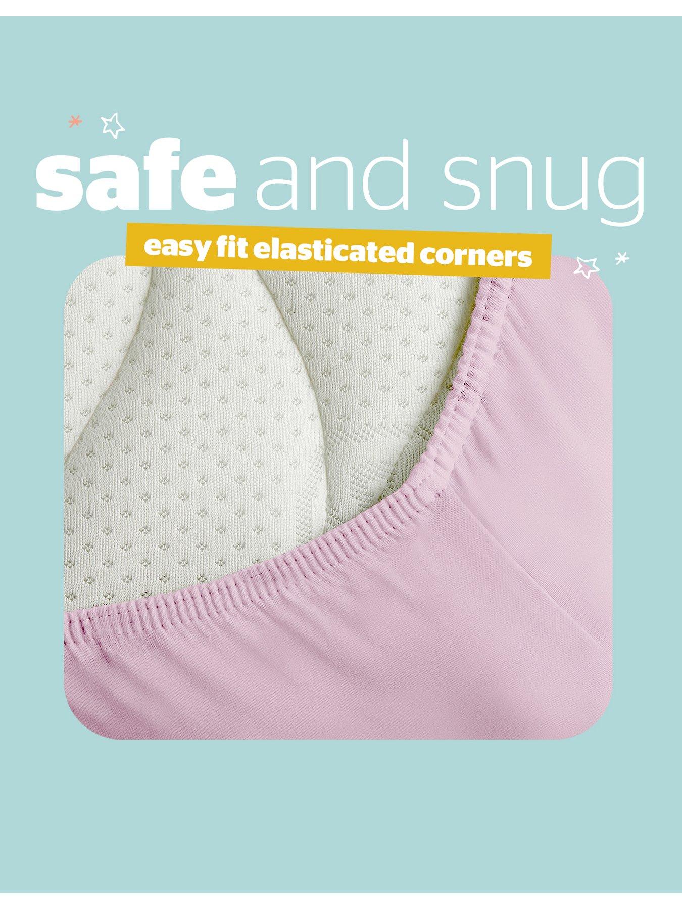 Image 5 of 7 of Silentnight Safe Nights 2 x Pack 100% Cotton Cot Bed Fitted Sheets - 140cm x 70cm - Pink