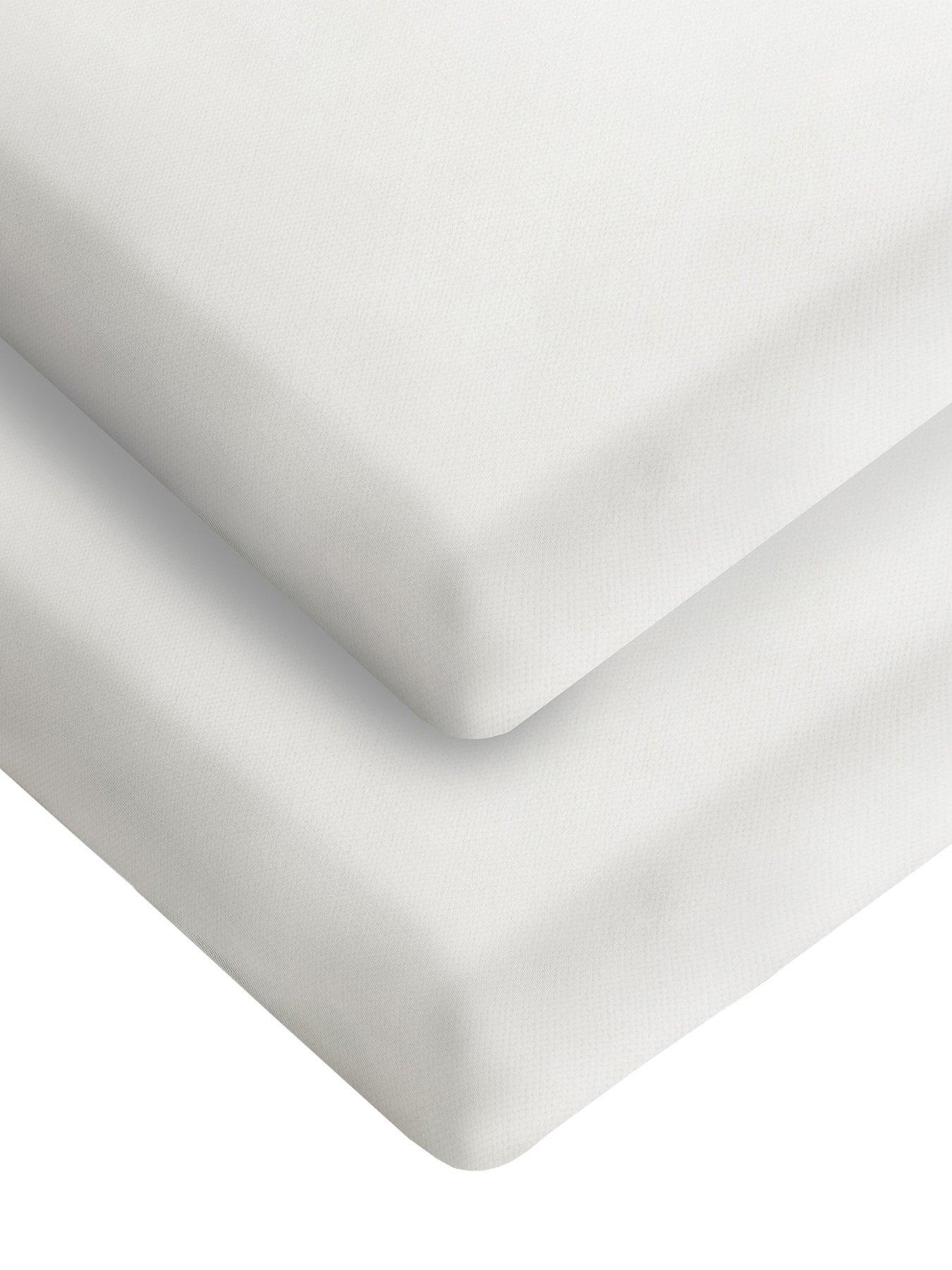 Silentnight Safe Nights 2 x Pack 100% Cotton Cot Bed Fitted Sheets - 140cm x 70cm (White)