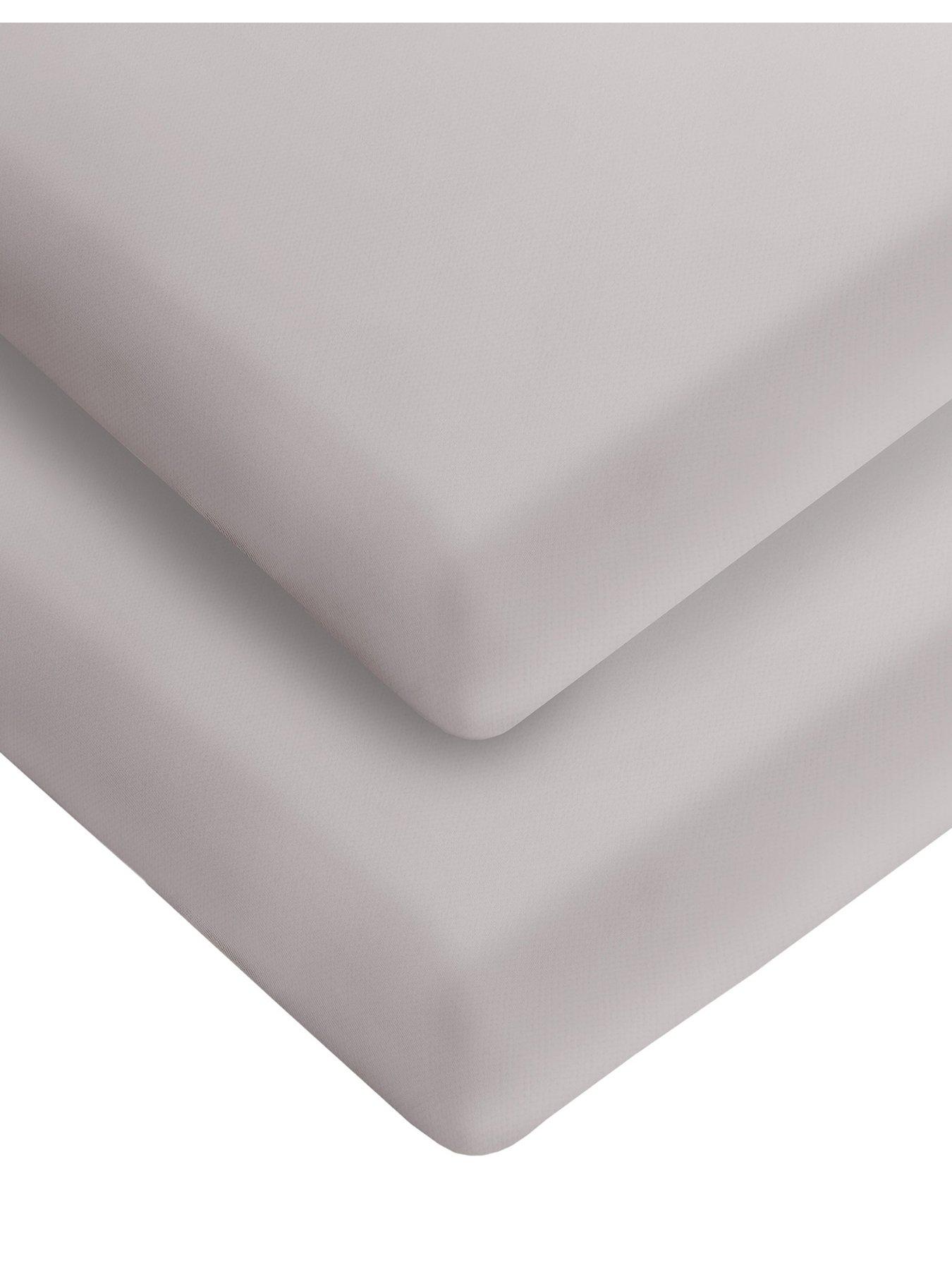 Silentnight Safe Nights 2 x Pack 100% Cotton Cot Bed Fitted Sheets - 140cm x 70cm - Grey