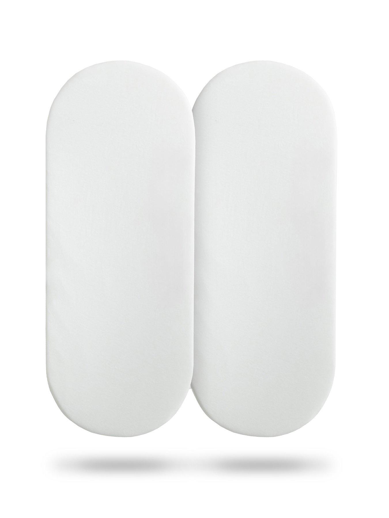 undefined Safe Nights 2 x Pack 100% Cotton Moses Basket Fitted Sheets - 74cm x 28cm (White)
