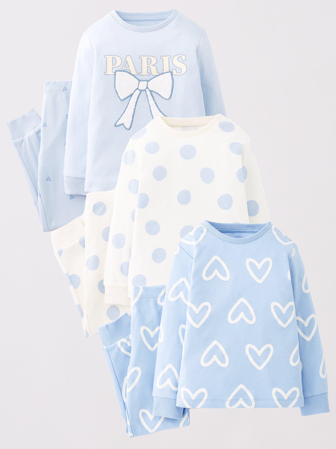 undefined Girls 3 Pack Printed Long Sleeve Pyjamas