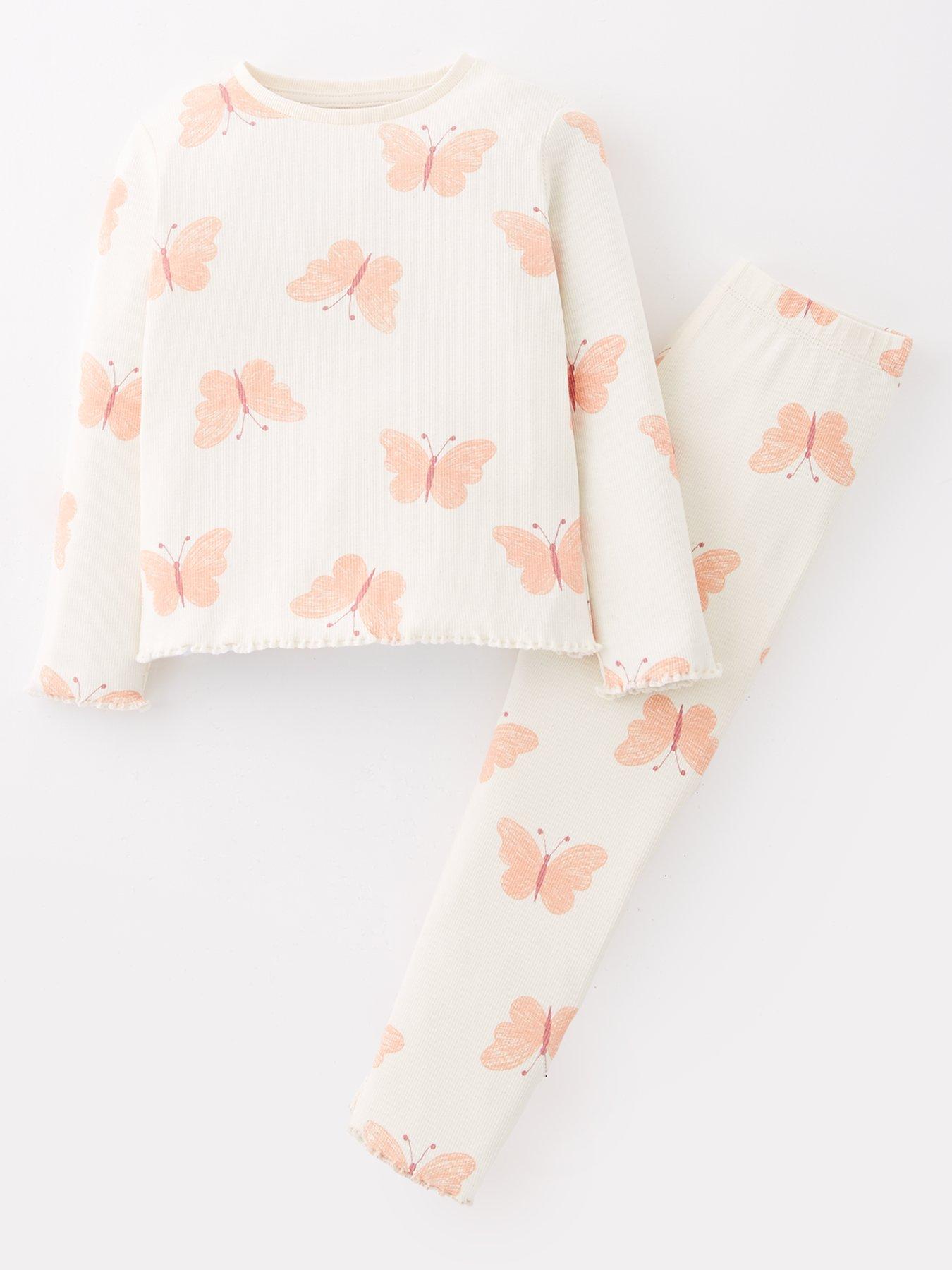 undefined Girls Scallop Edge Single Long Sleeve Pyjamas - Multi