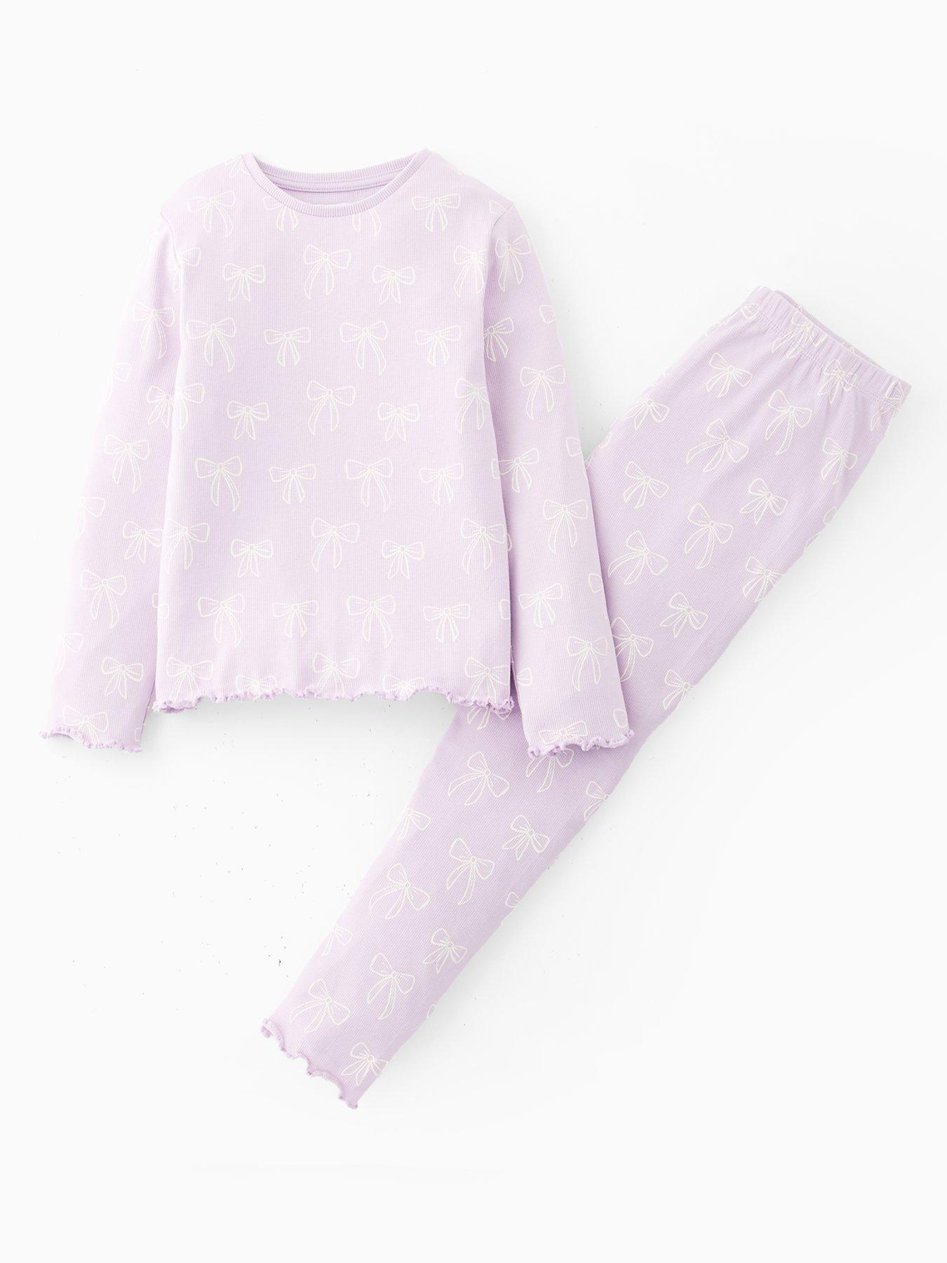 undefined Girls Scallop Edge Single Long Sleeve Pyjama - Multi
