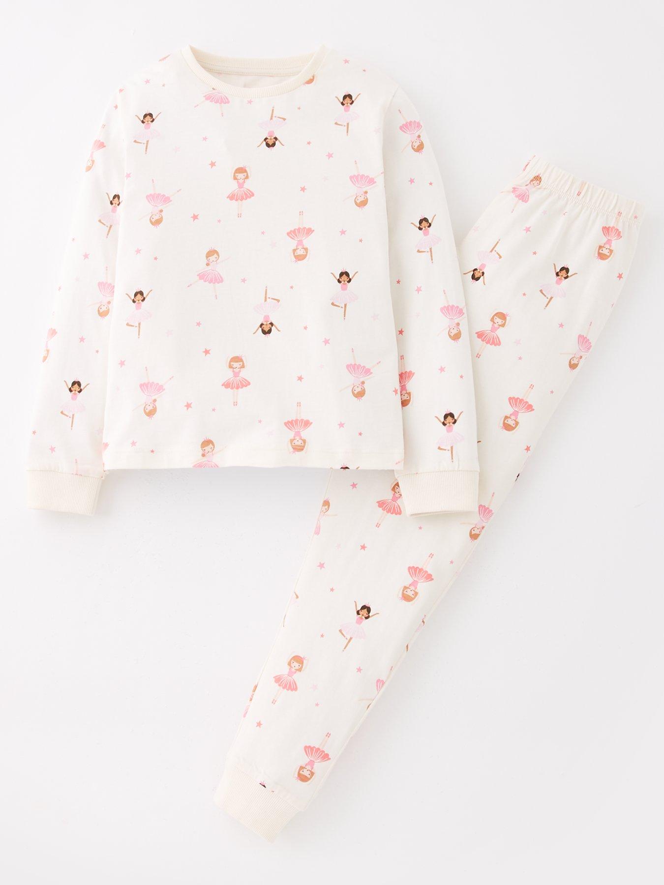 Mini V by Very Girls Long Sleeve Cotton Pyjama Ballerina Print