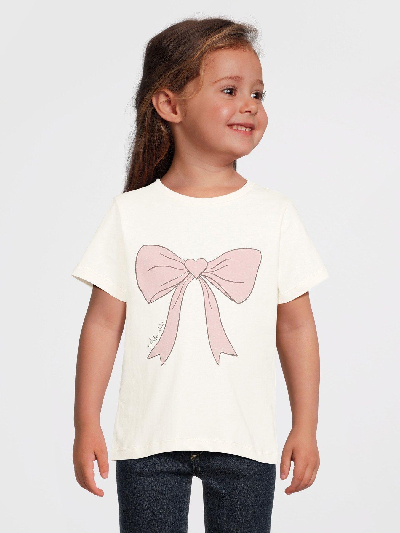 undefined Girls Short Sleeve Bow Tshirt