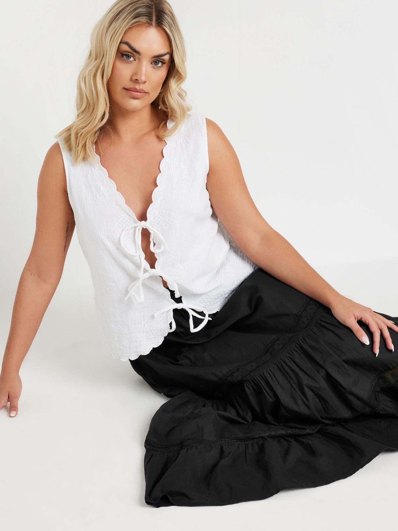 Image 4 of 4 of Yours Curve Peasant Tiered Maxi Skirt - Black