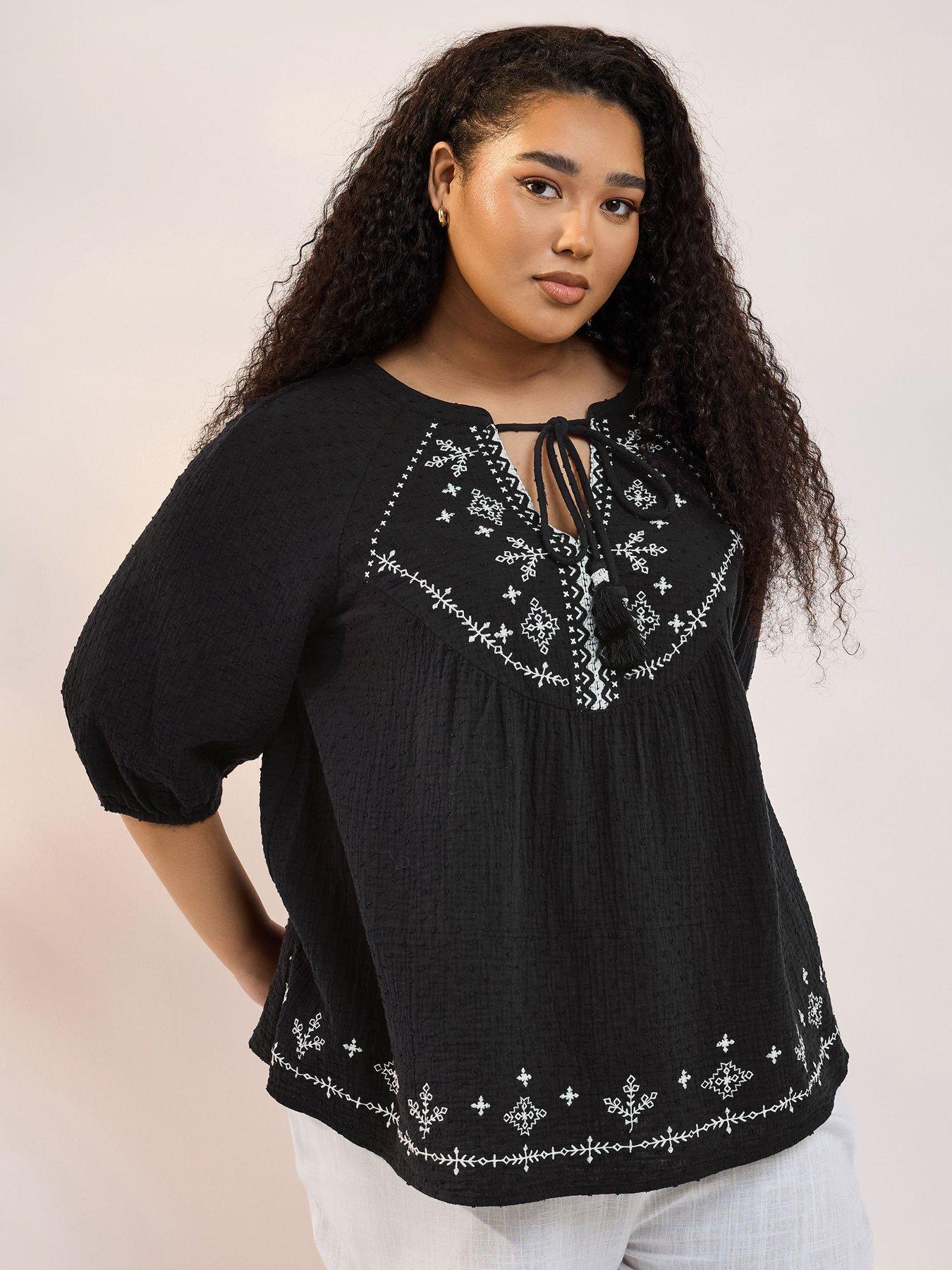undefined Curve Peasant Cheesecloth Blouse