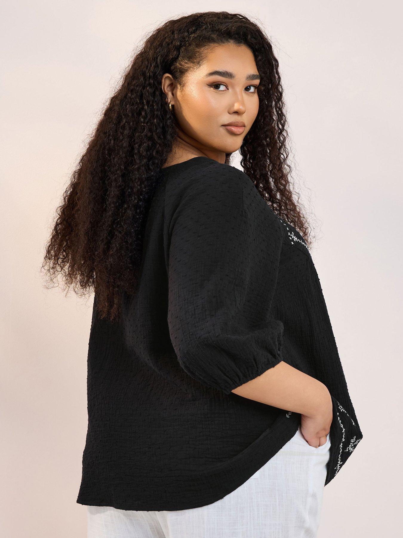 Image 2 of 4 of Yours Curve Peasant Cheesecloth Blouse