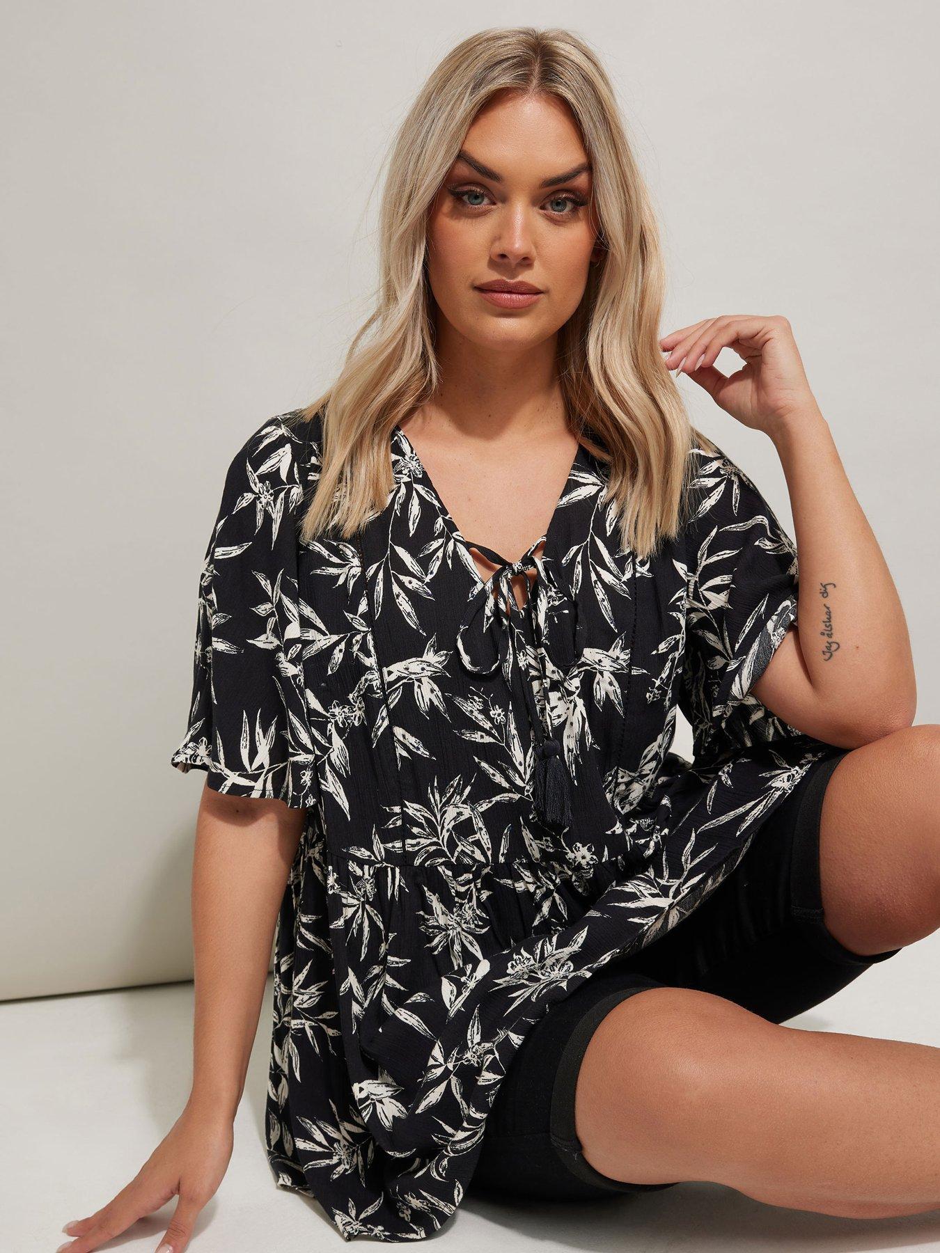 undefined Curve Angel Boho Top - Black