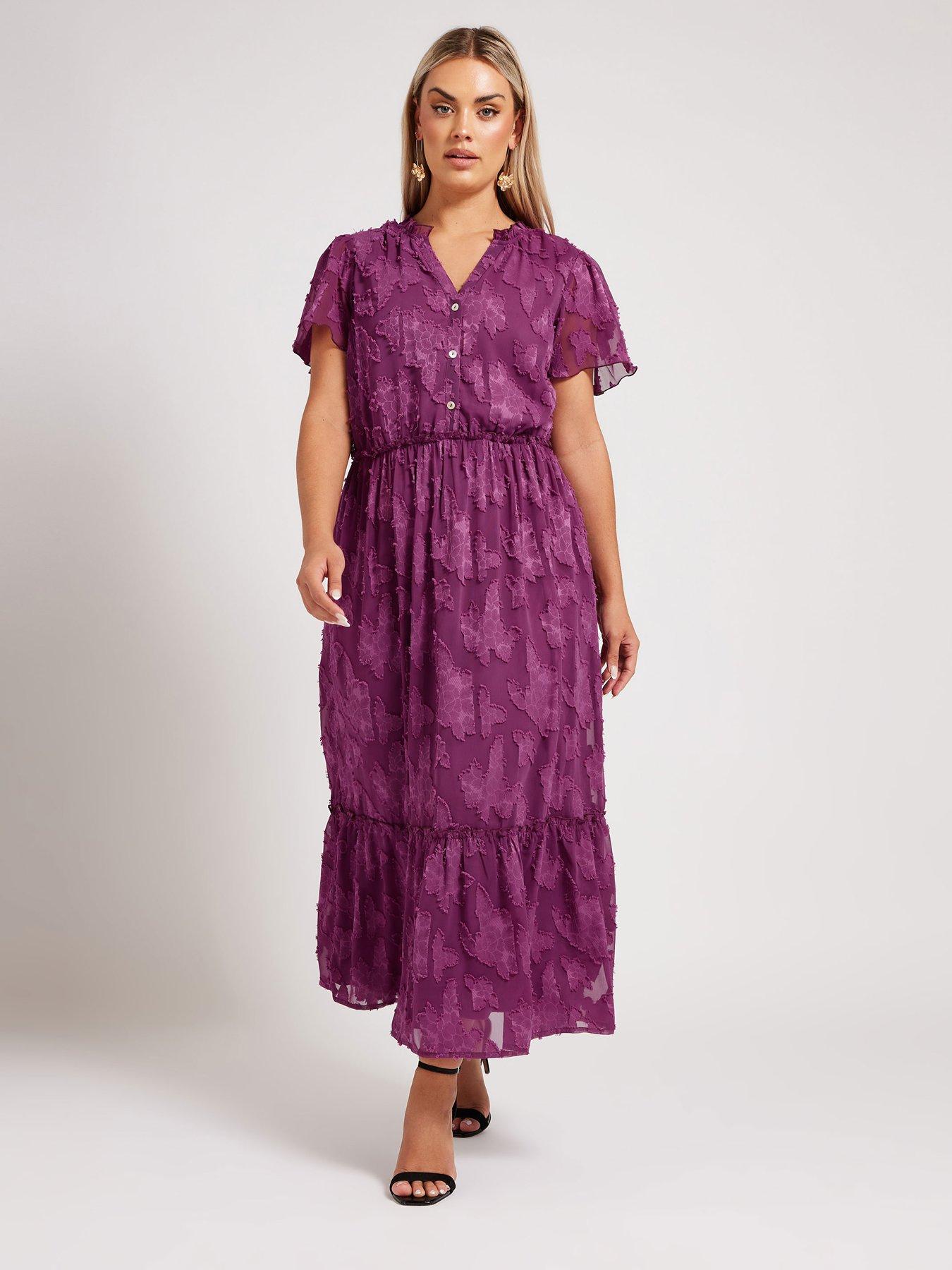 Image 3 of 4 of Yours Curve Floral Burn Out Jacquard Dress