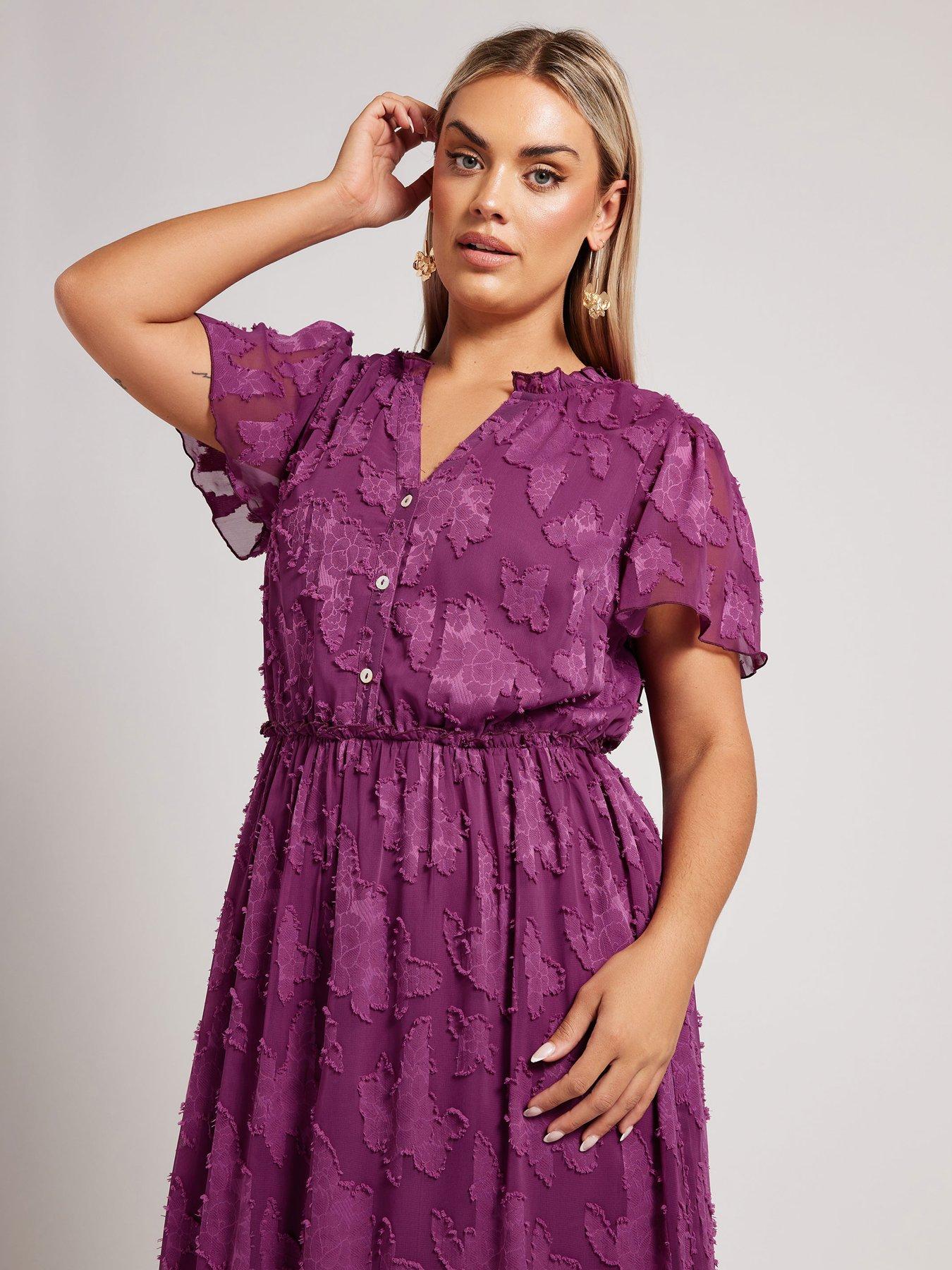 Image 4 of 4 of Yours Curve Floral Burn Out Jacquard Dress