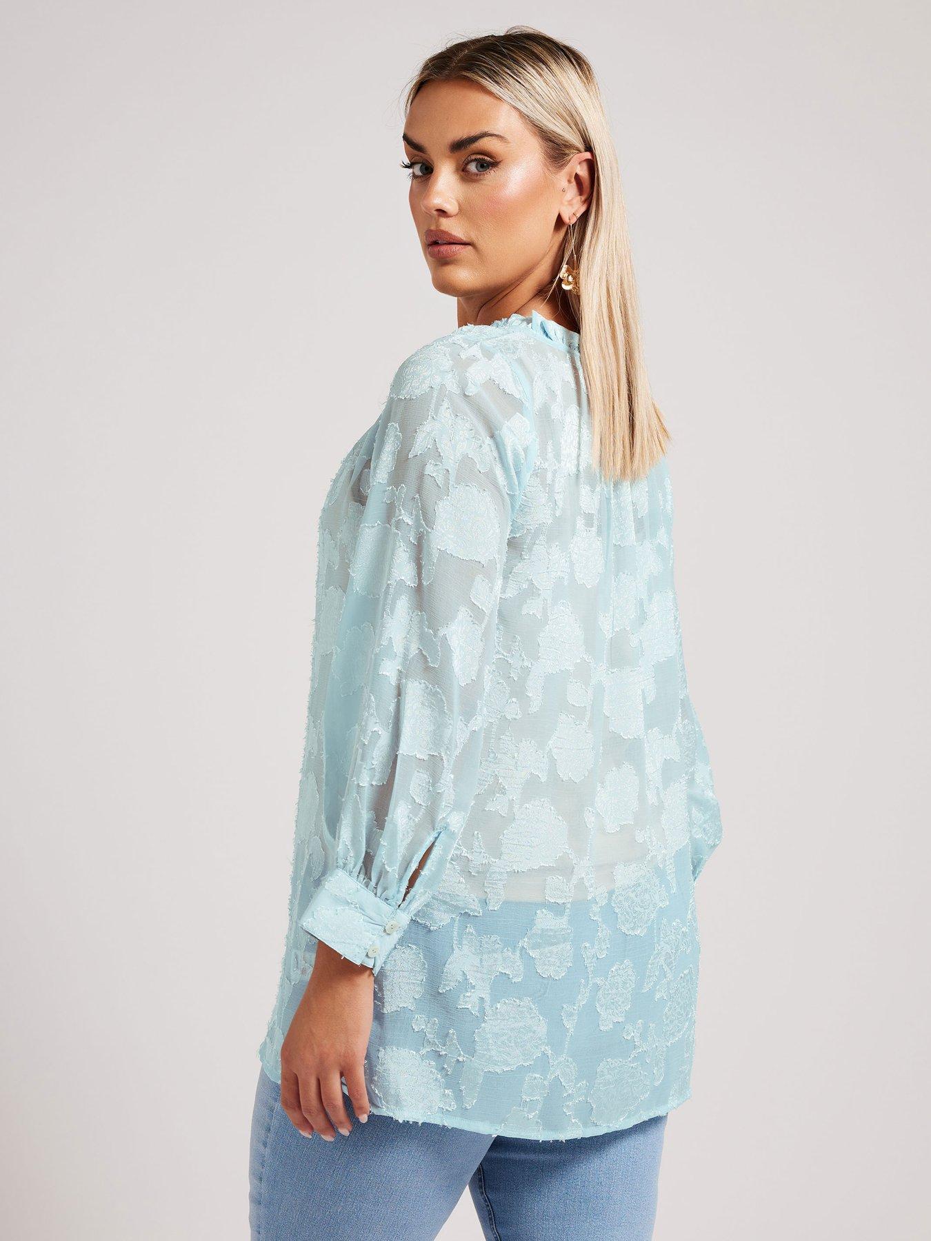 Image 2 of 4 of Yours Curve Floral Burn Out Jacquard Blouse
