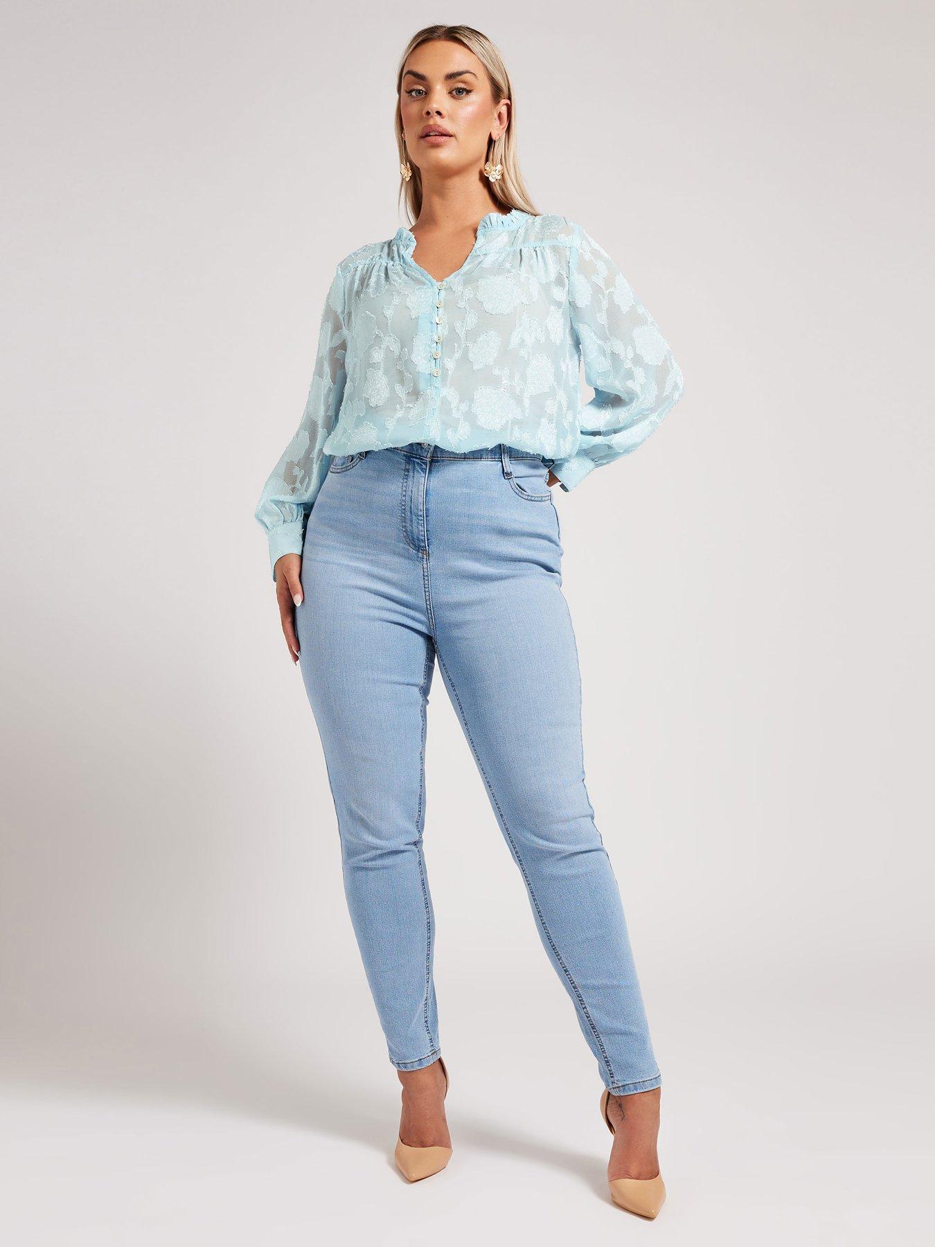 Image 3 of 4 of Yours Curve Floral Burn Out Jacquard Blouse
