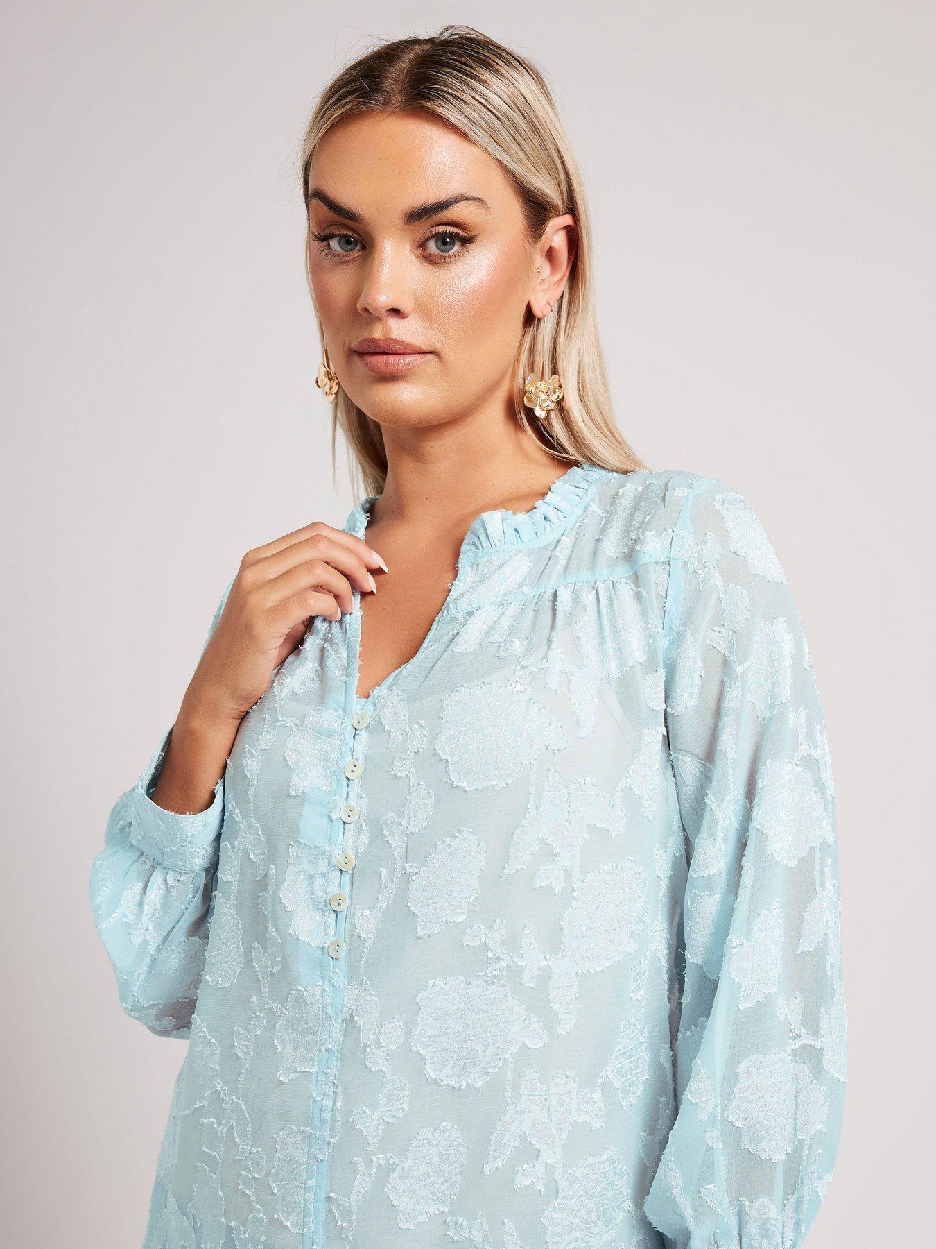 Image 4 of 4 of Yours Curve Floral Burn Out Jacquard Blouse