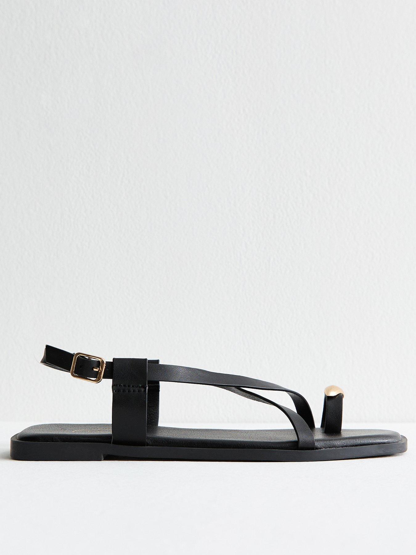 Image of New Look Crossover Strap Faux Leather Sandals - Black