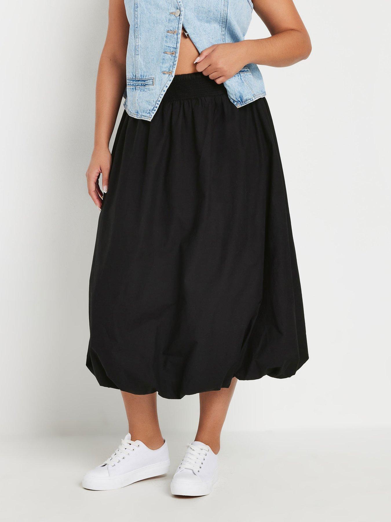 Image 1 of 4 of Yours Curve Puffball Midaxi Skirt - Black
