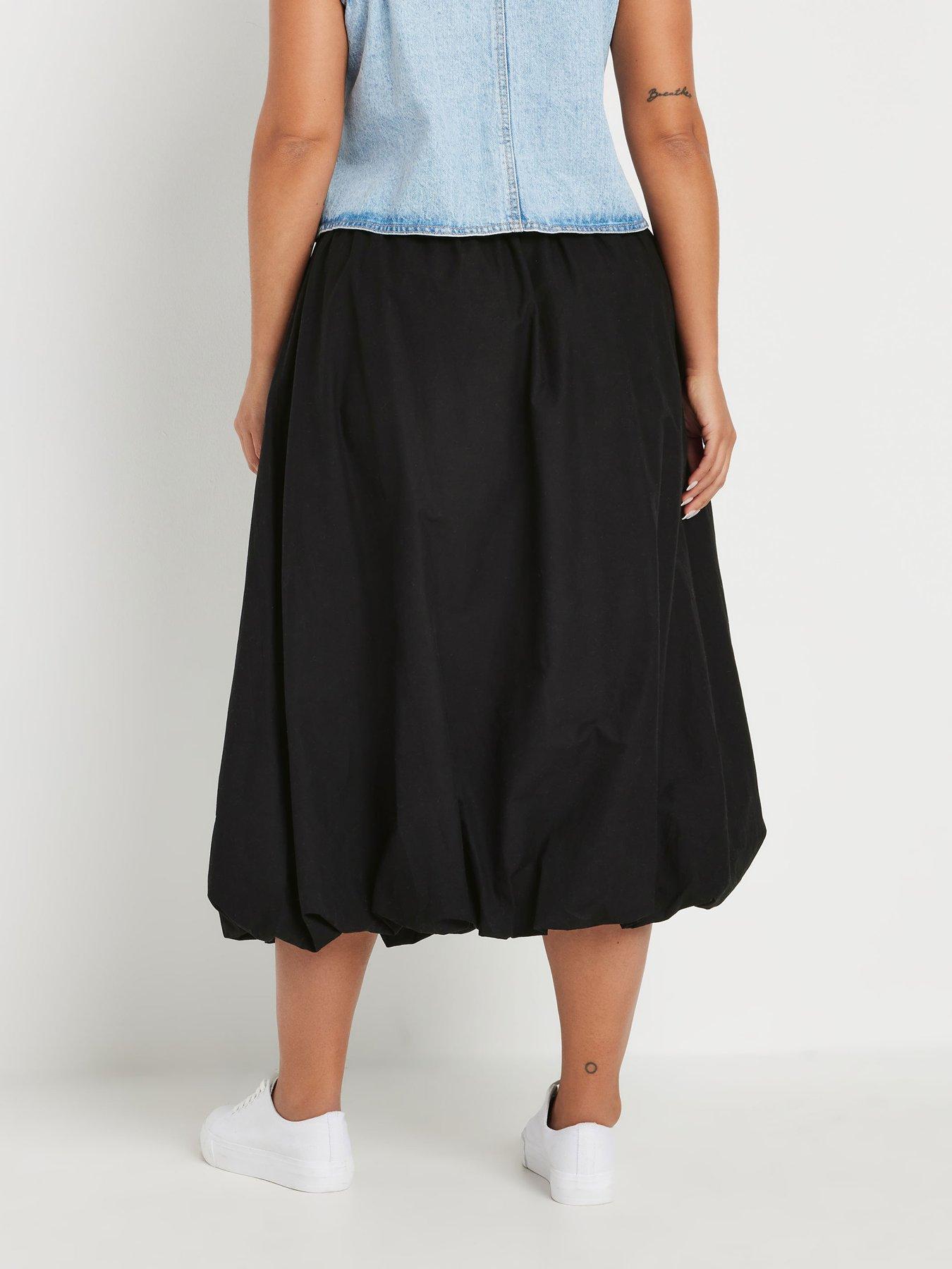 Image 2 of 4 of Yours Curve Puffball Midaxi Skirt - Black