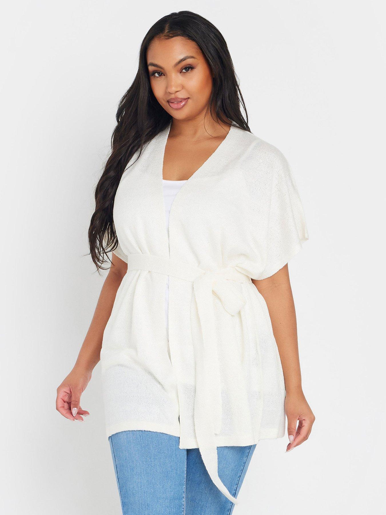 undefined Curve Edge To Edge Smiling Yarn Cardigan