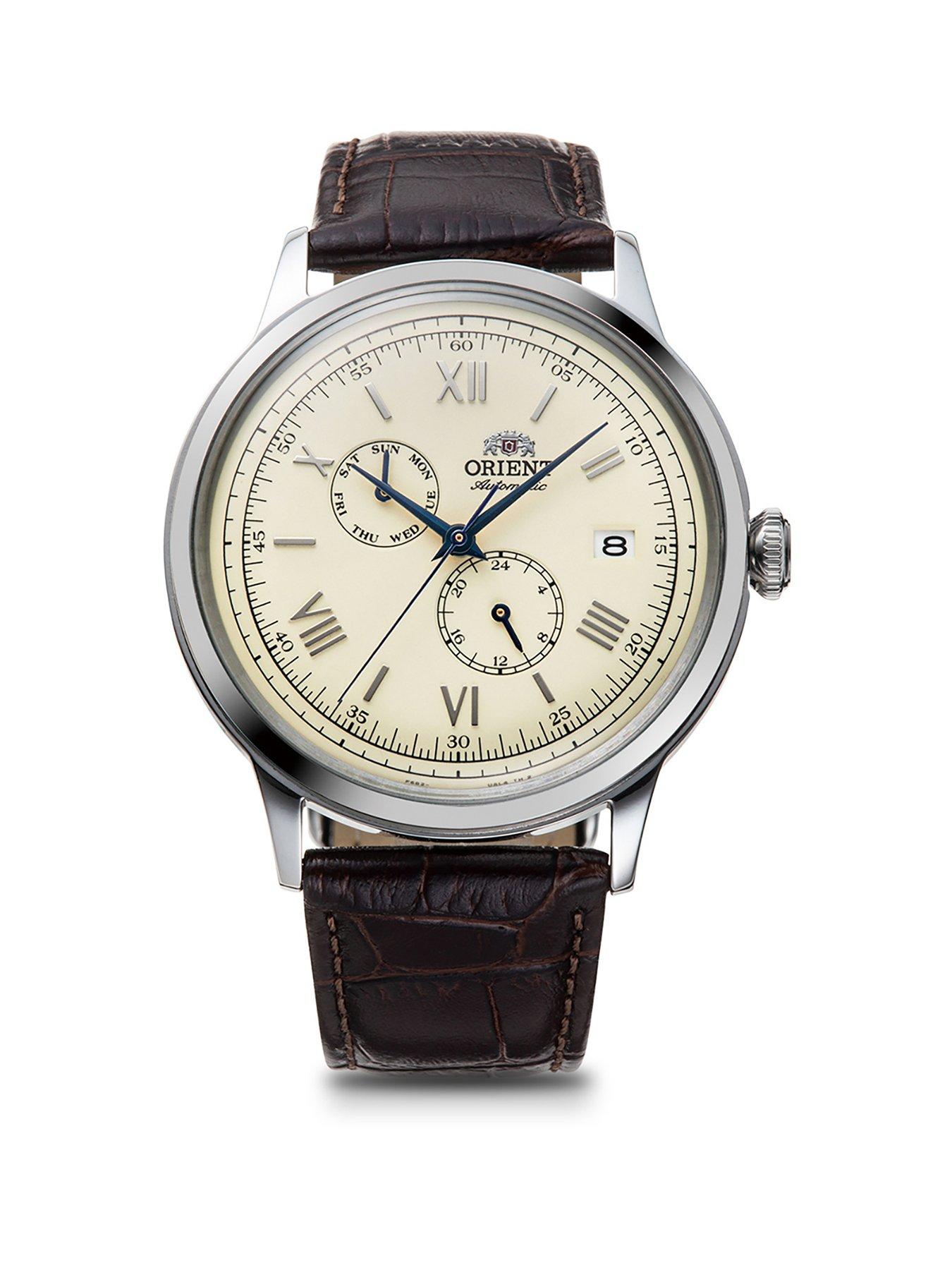 undefined Bambino Automatic Multi Dial 40mm Cream Dial Stainless Steel Case Brown Leather Strap