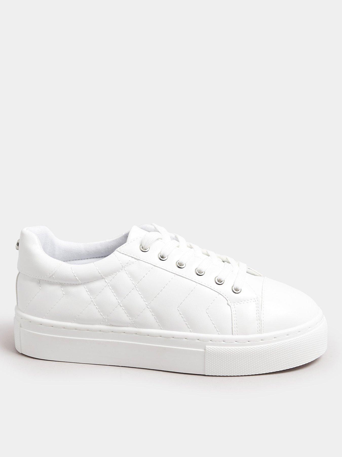 undefined Wide Fit Quilted Lace Up Trainers - White