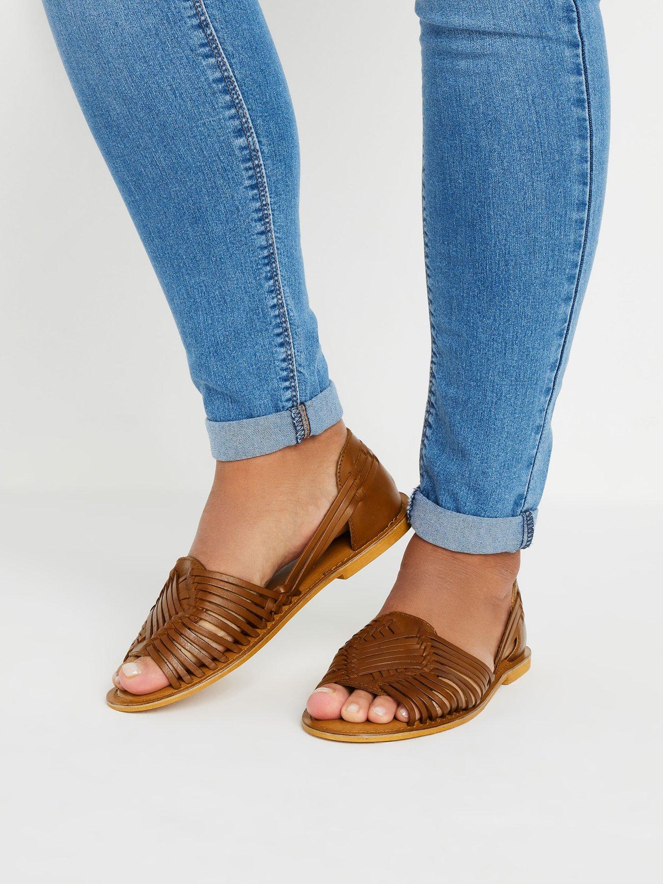 Image 4 of 4 of Yours Wide Fit Woven Leather Flat Pumps