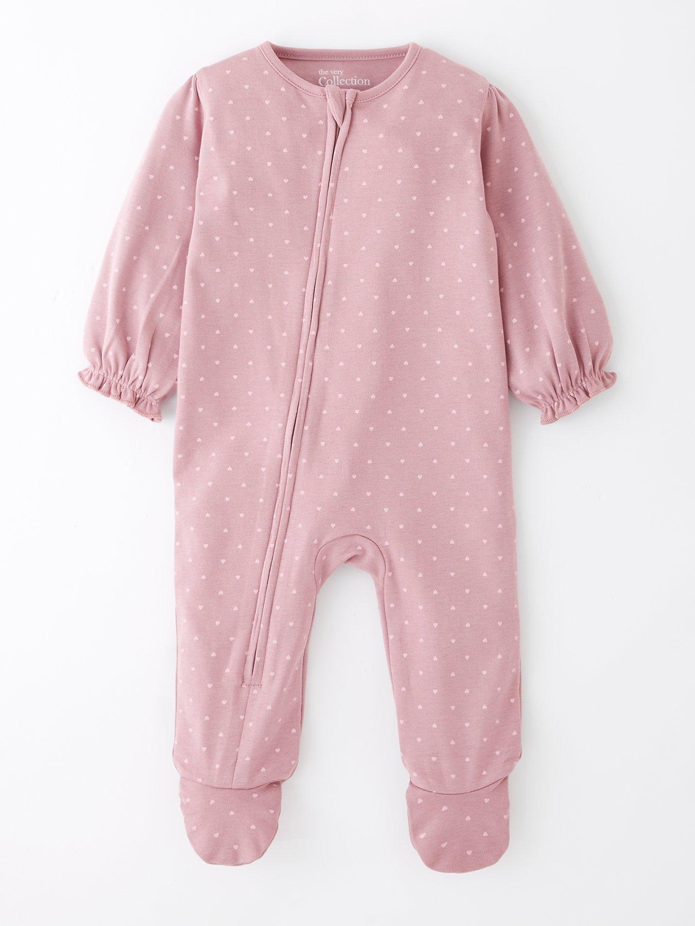 The Very Collection Baby Girl 2Pk Leopard Heart Print Sleepsuits - Pink