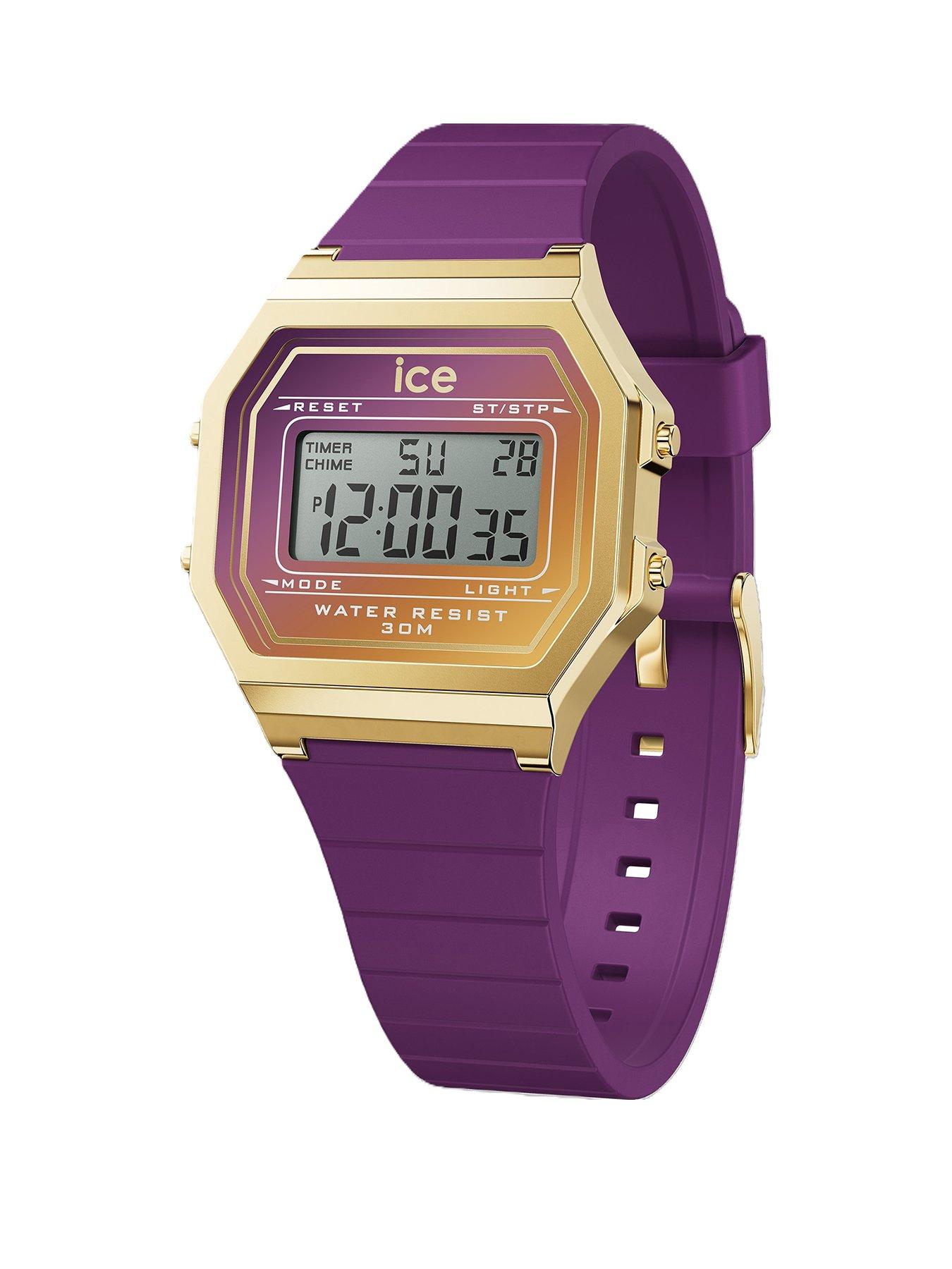 undefined Ice-Watch retro Digi Gold Case Purple Dial Purple Silcone Strap 32mm Digital Watch