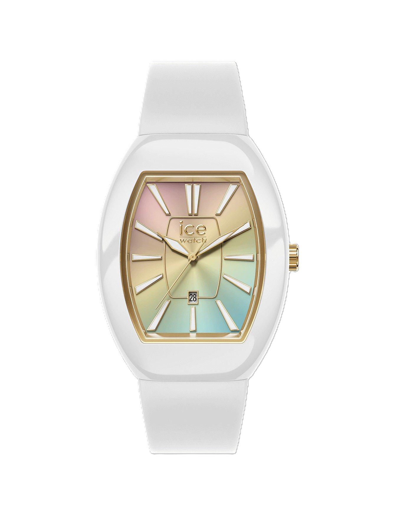 undefined Ice-Watch Boliday Dome White Plastic Case White Silcone Strap Rainbow Dial
