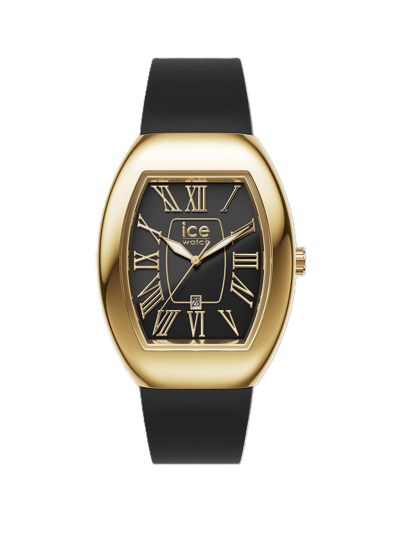 undefined Ice-Watch Boliday Dome Gold IP Steel case Black Dial Black Silicone Strap