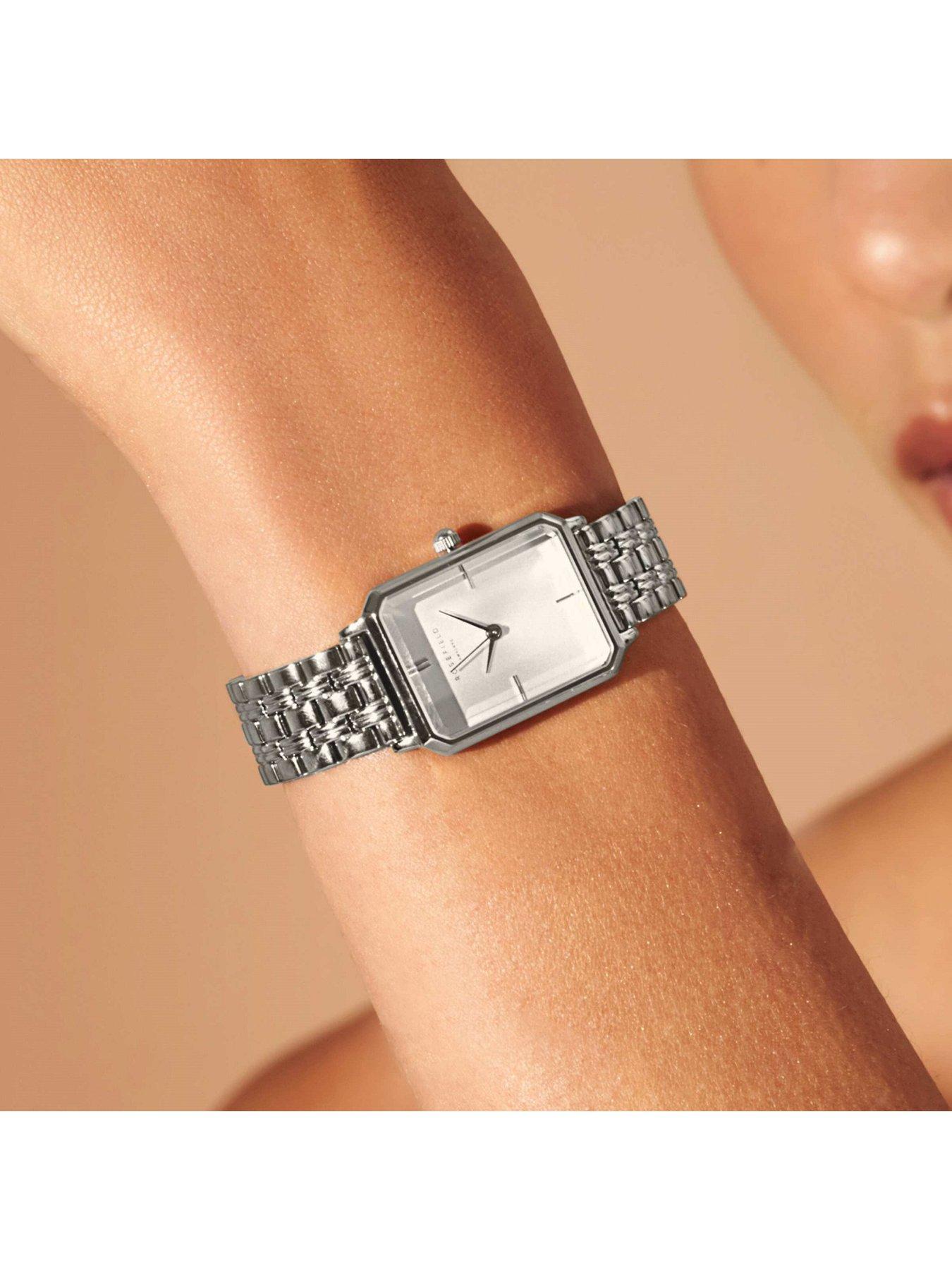 Image 3 of 7 of Rosefield Octagon Silver Sunray Dial in a Silver IP Case and Stainless Steel Bracelet