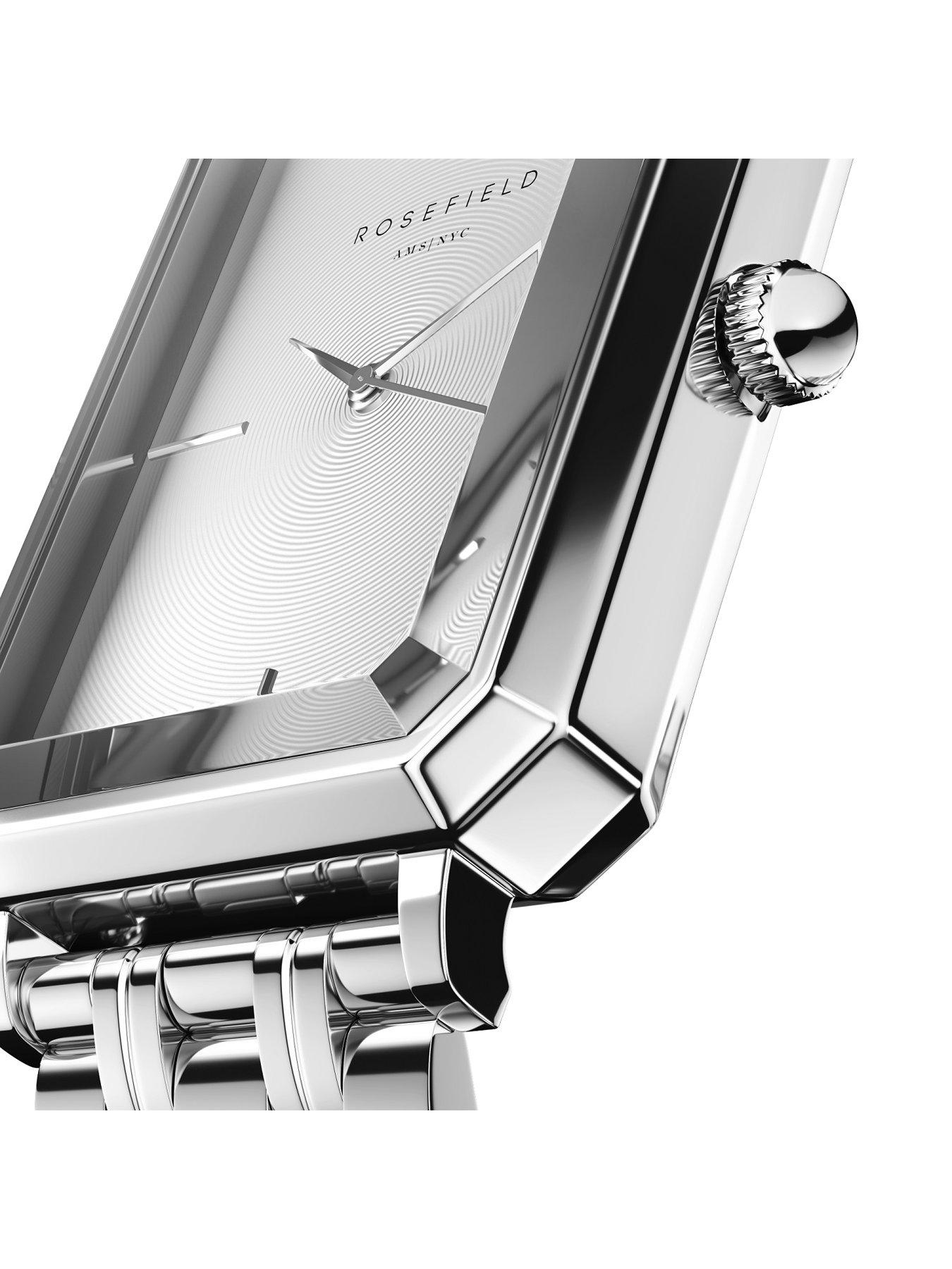 Image 4 of 7 of Rosefield Octagon Silver Sunray Dial in a Silver IP Case and Stainless Steel Bracelet