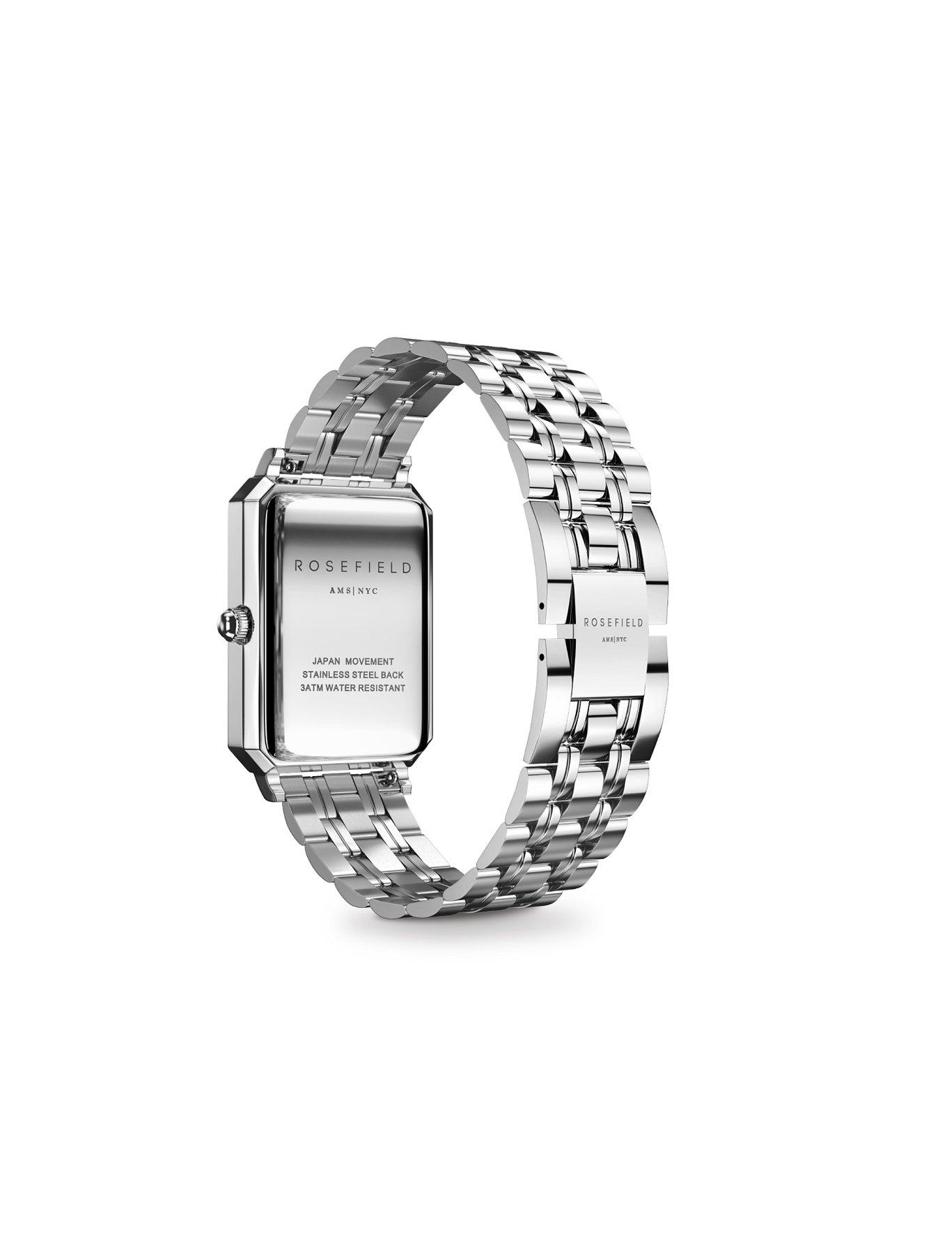 Image 6 of 7 of Rosefield Octagon Silver Sunray Dial in a Silver IP Case and Stainless Steel Bracelet