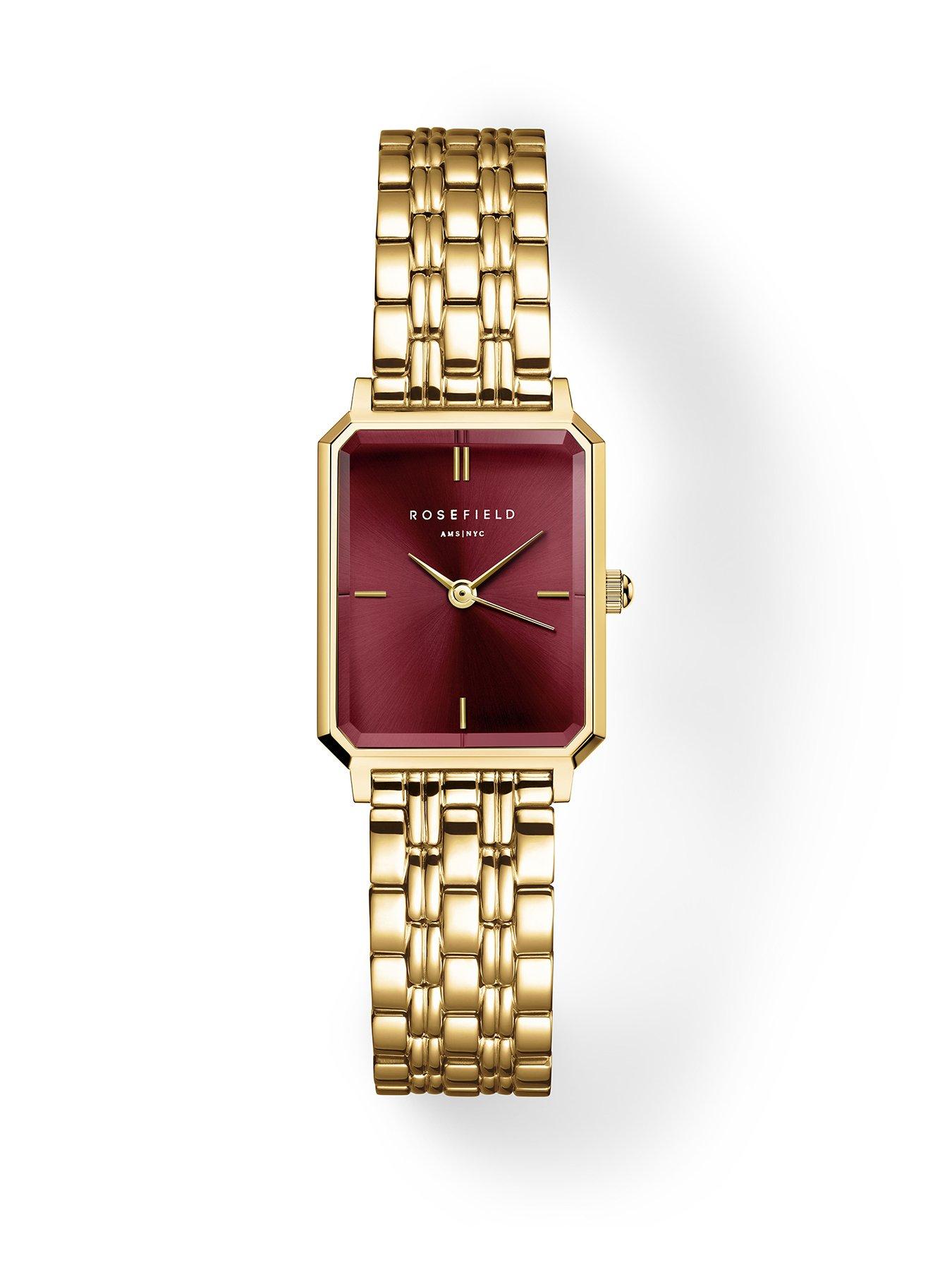 undefined Octagon XS Burgundy Sunray Dial in Gold IP.