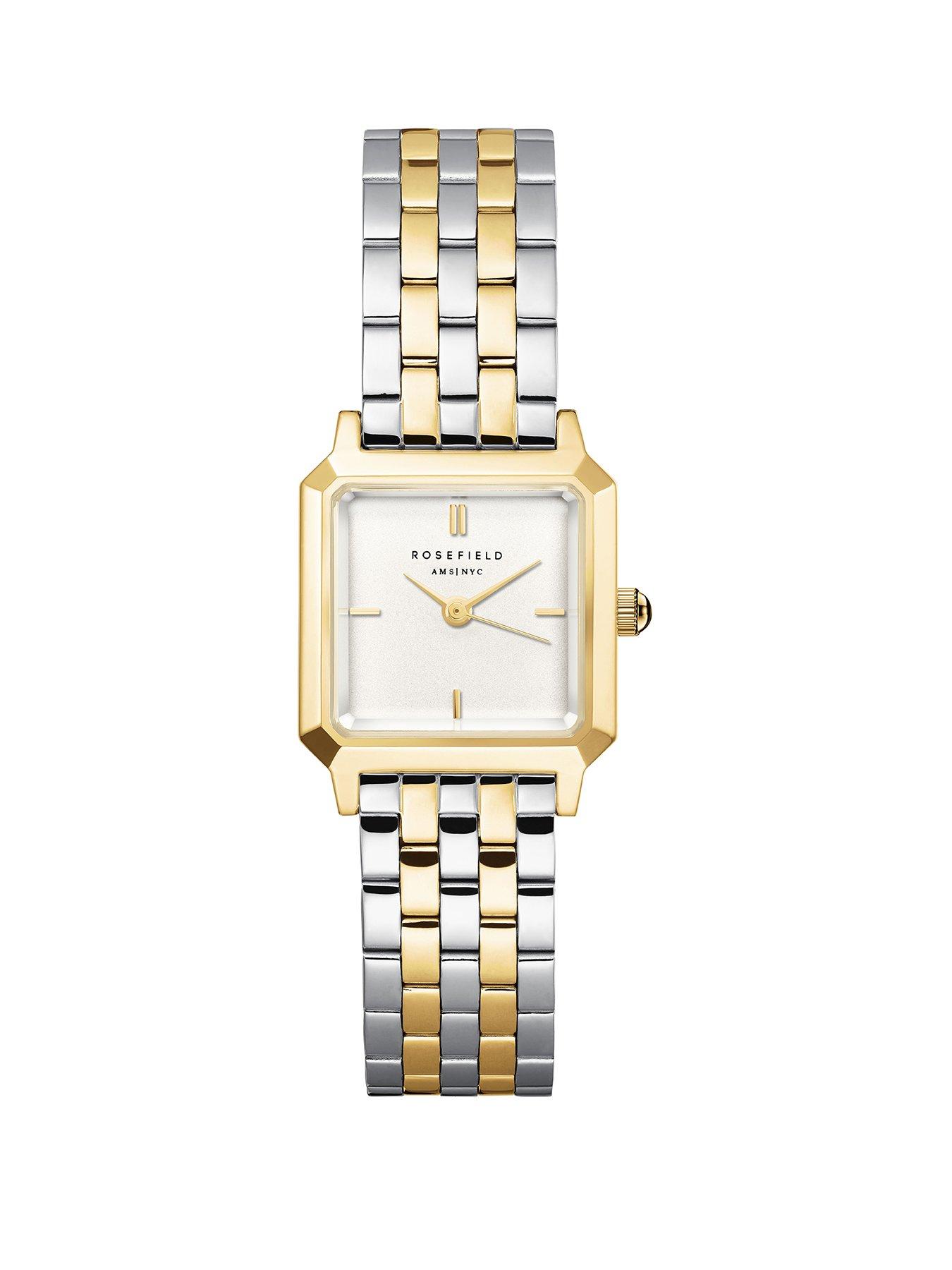 Rosefield Boxelle Silver Sunray Dial in Gold Bicolour IP Very