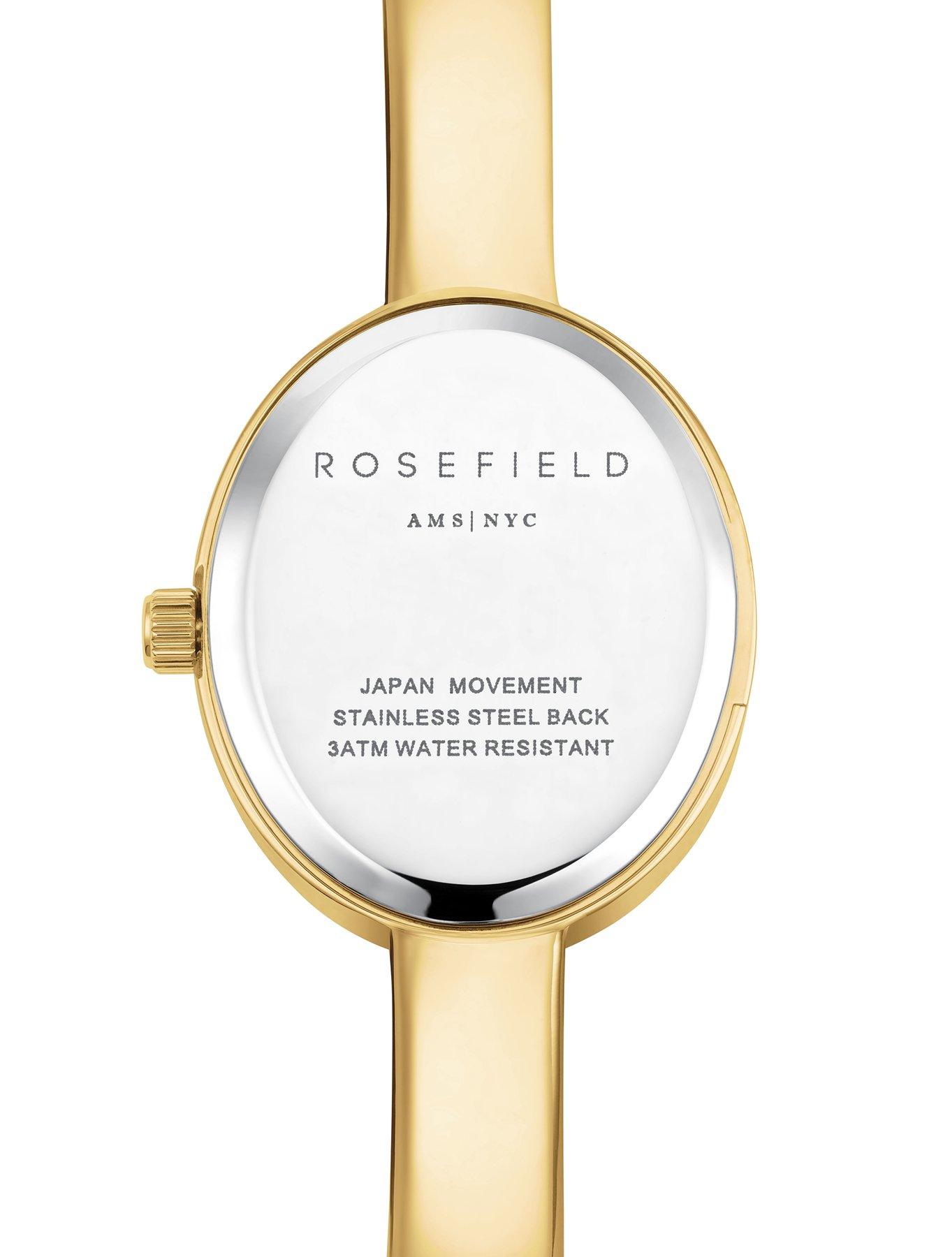 Rosefield Studio Bangle Watch with Oval MOP Dial on a Gold IP