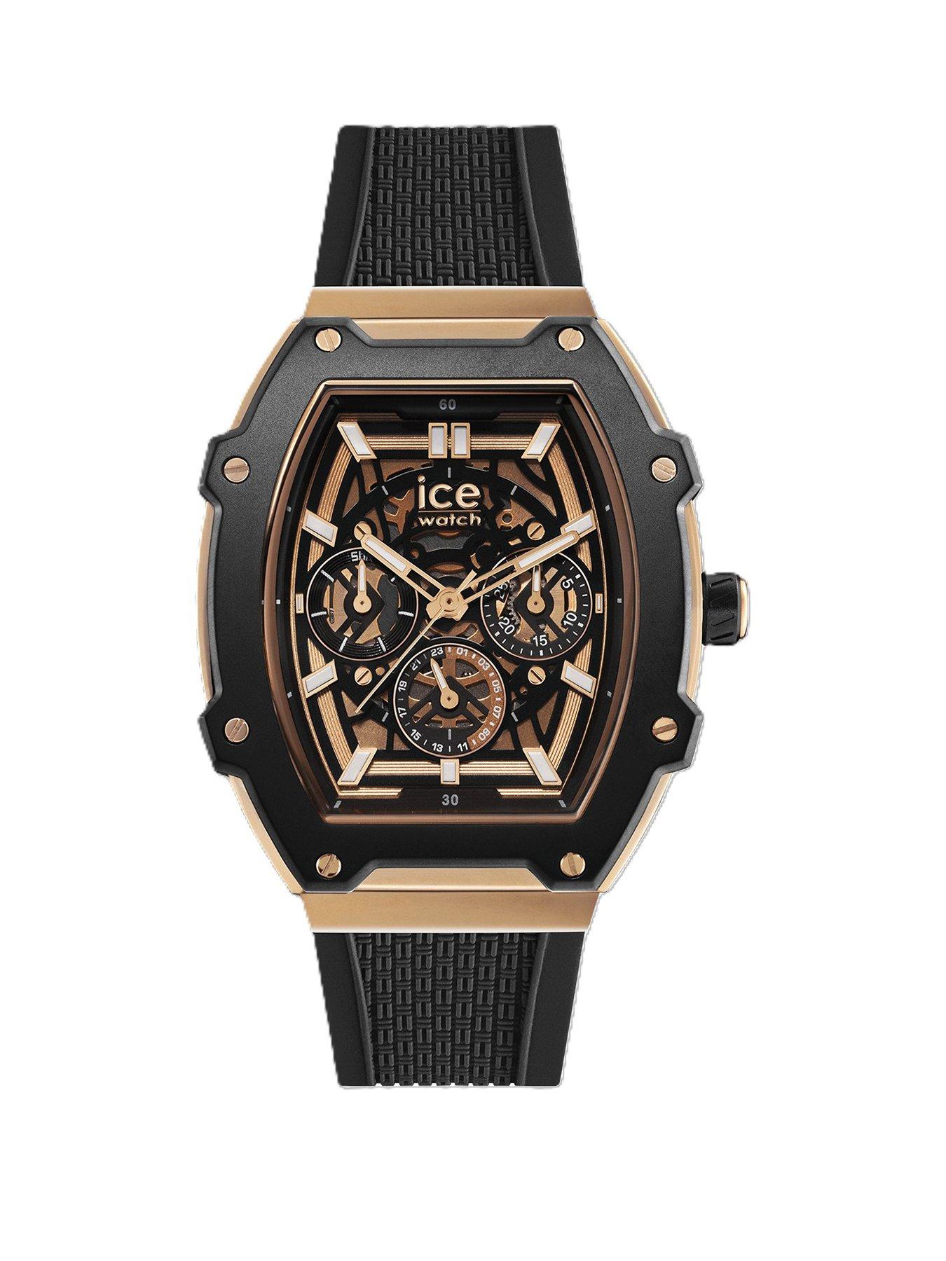 undefined Ice-Watch Mens Boliday Skeleton Black IP on Steel Black Dial Black Silicone Strap
