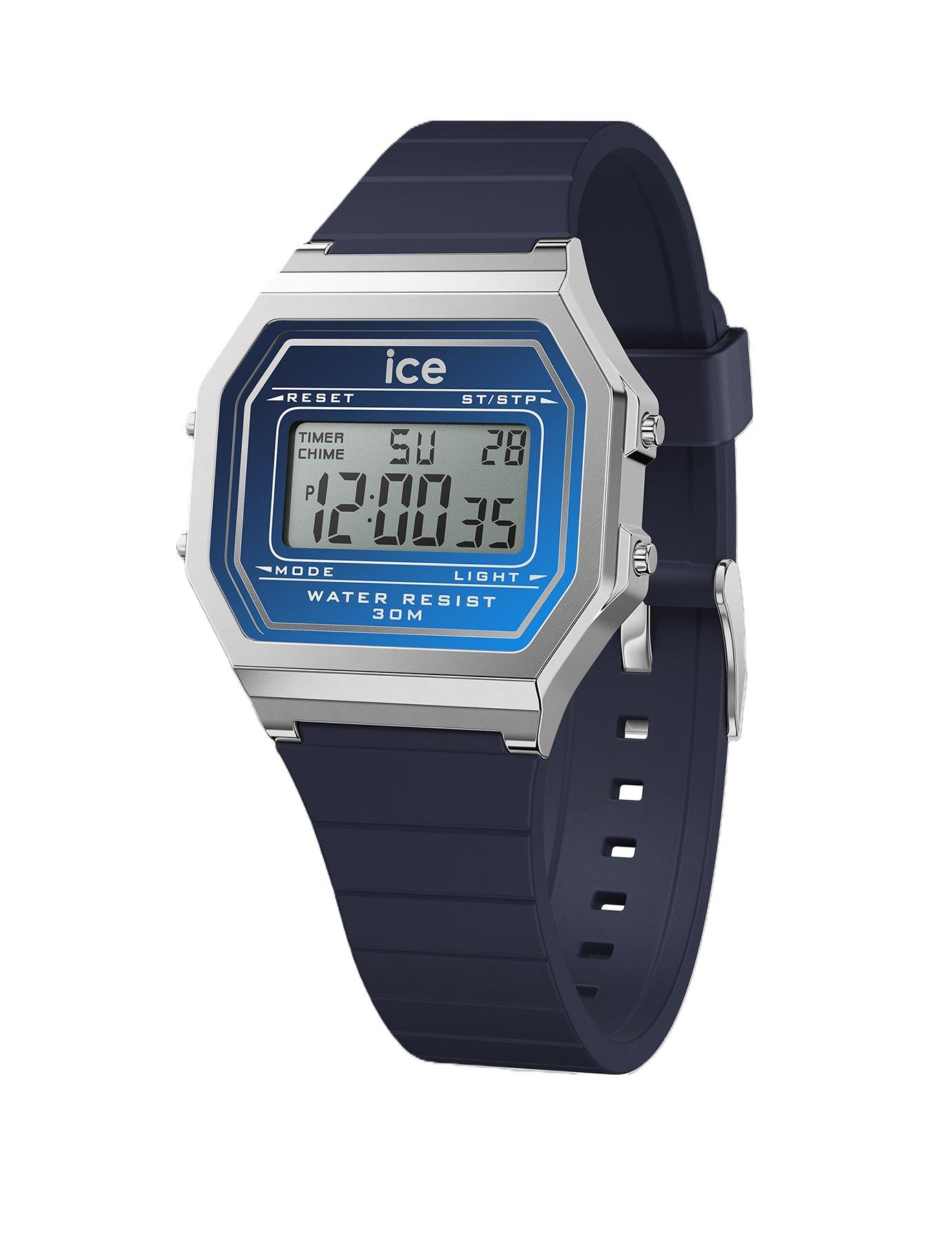 Ice Watch Ice-Watch retro Digi Silver Case Blue Dial Blue Silcone Strap 32mm Digital Watch